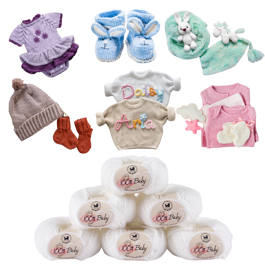 Baby  Yarn  pack of 6 (25gms x 6) 150 gram -  White