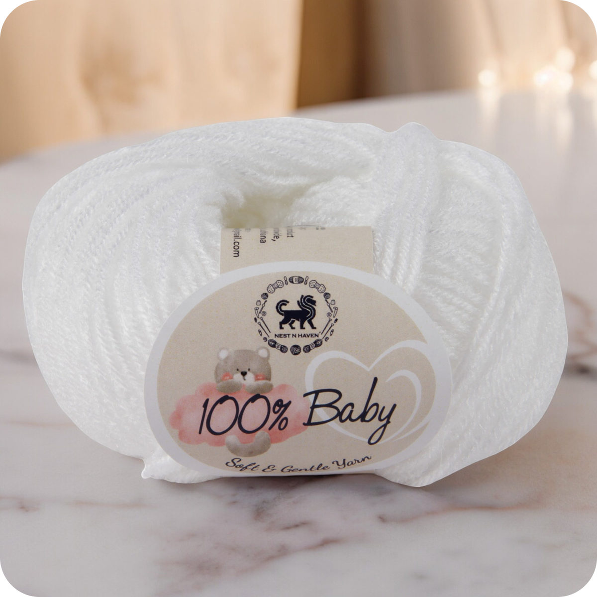 Baby  Yarn  pack of 6 (25gms x 6) 150 gram -  White