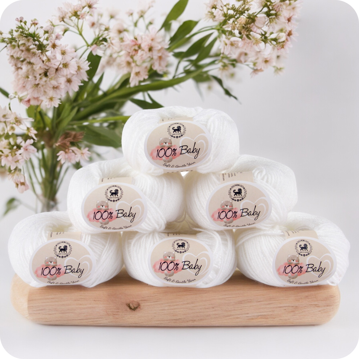 Baby  Yarn  pack of 6 (25gms x 6) 150 gram -  White