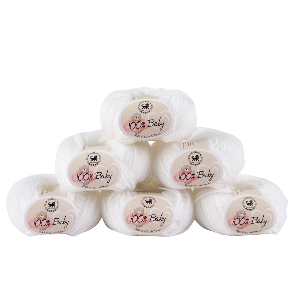 Baby  Yarn  pack of 6 (25gms x 6) 150 gram- White