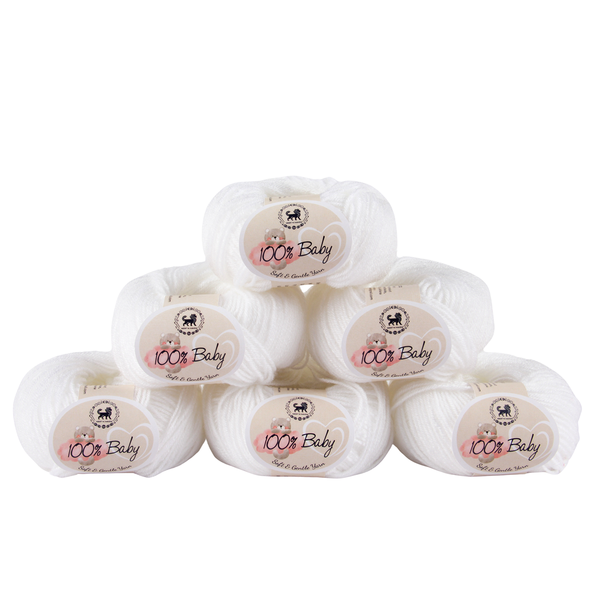 Baby  Yarn  pack of 6 (25gms x 6) 150 gram- White