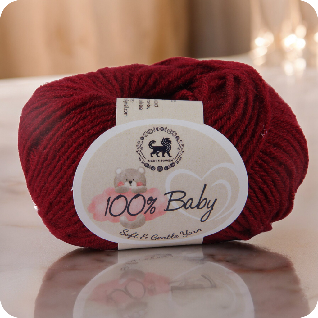 Baby  Yarn  pack of 6 (25gms x 6) 150 gram -  Wine