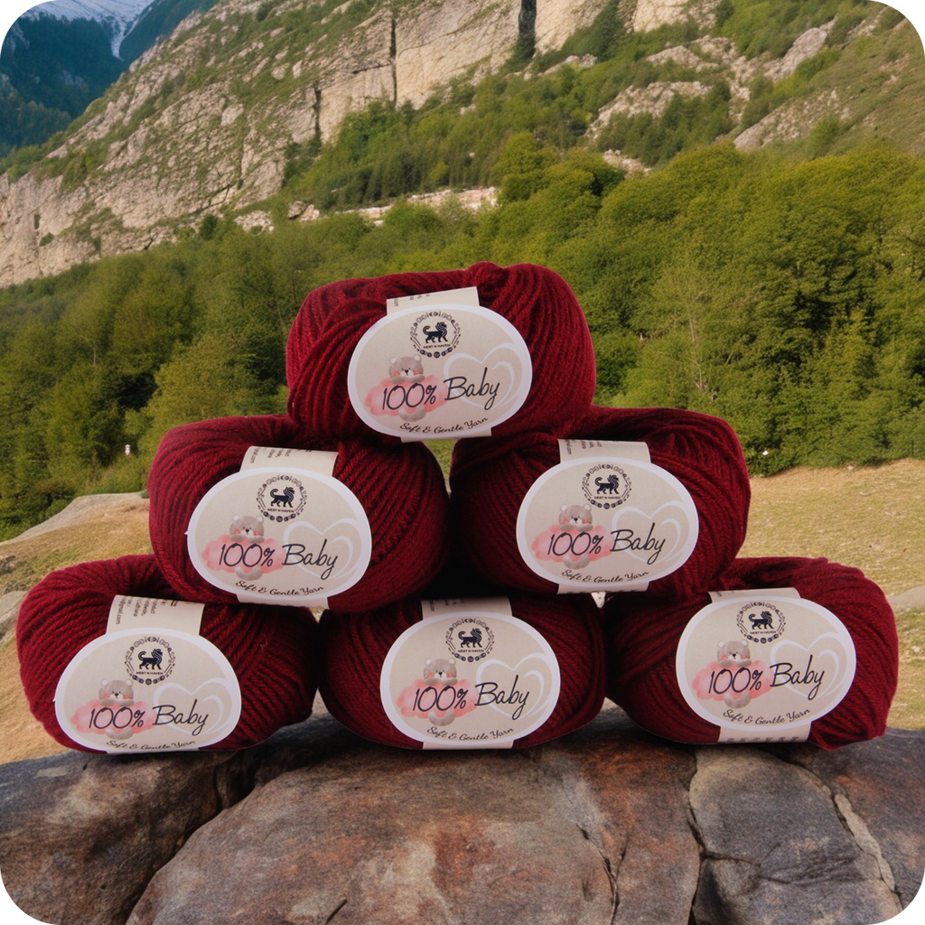 Baby  Yarn  pack of 6 (25gms x 6) 150 gram -  Wine