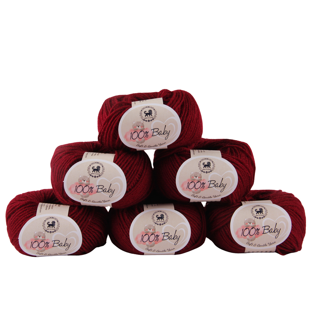 Baby  Yarn  pack of 6 (25gms x 6) 150 gram- Wine
