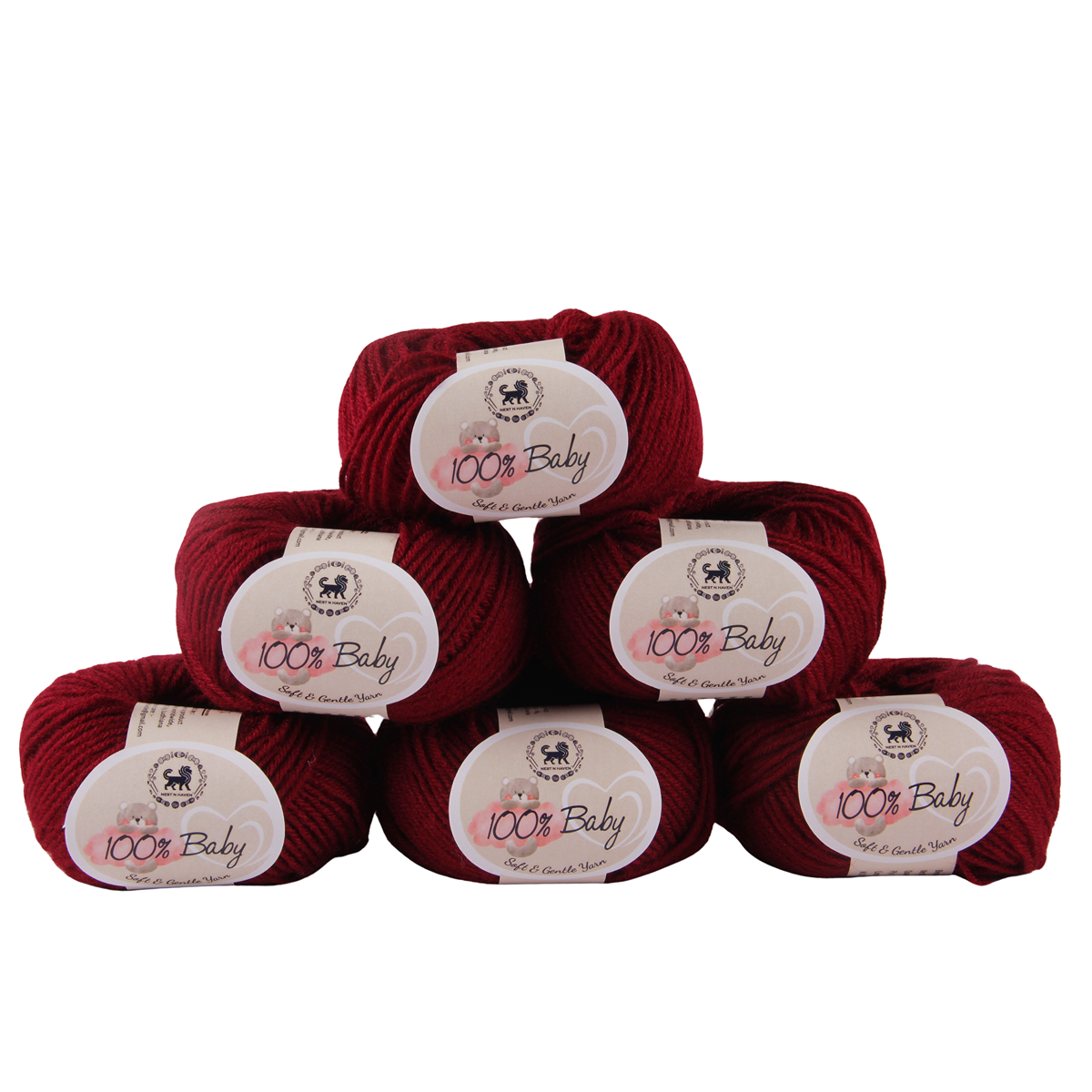Baby  Yarn  pack of 6 (25gms x 6) 150 gram- Wine