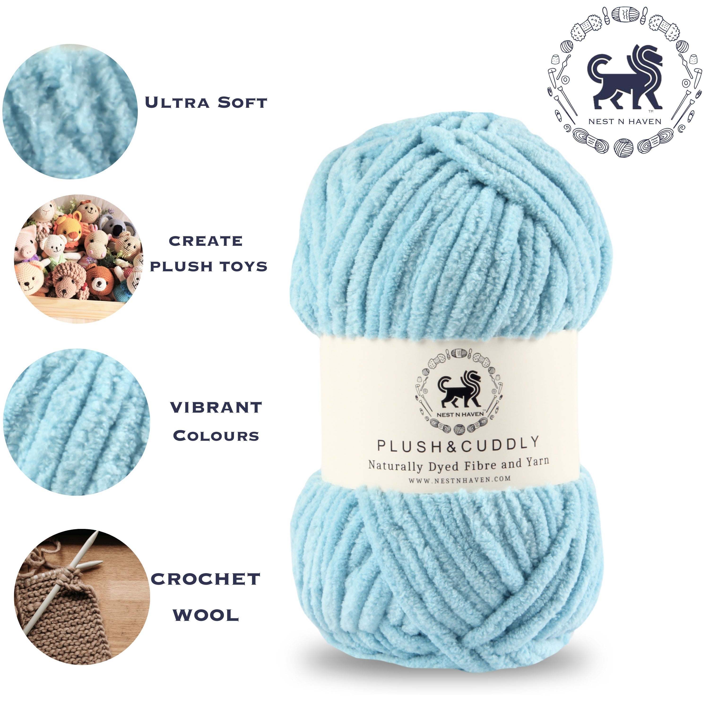 Plush and Cuddly Yarn (100 gram) - Aqua Blue
