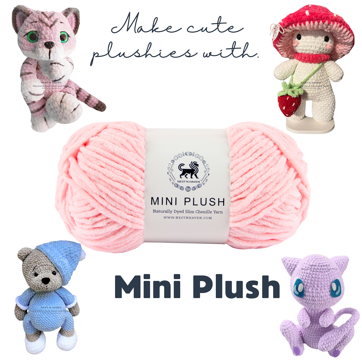 MINI Plush Chenille Yarn (100 gram) - Baby Pink