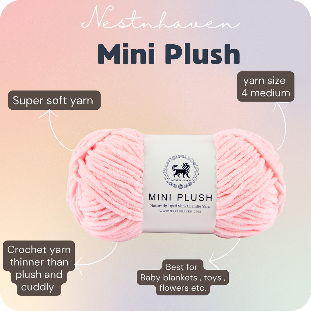 MINI Plush Chenille Yarn (100 gram) - Baby Pink