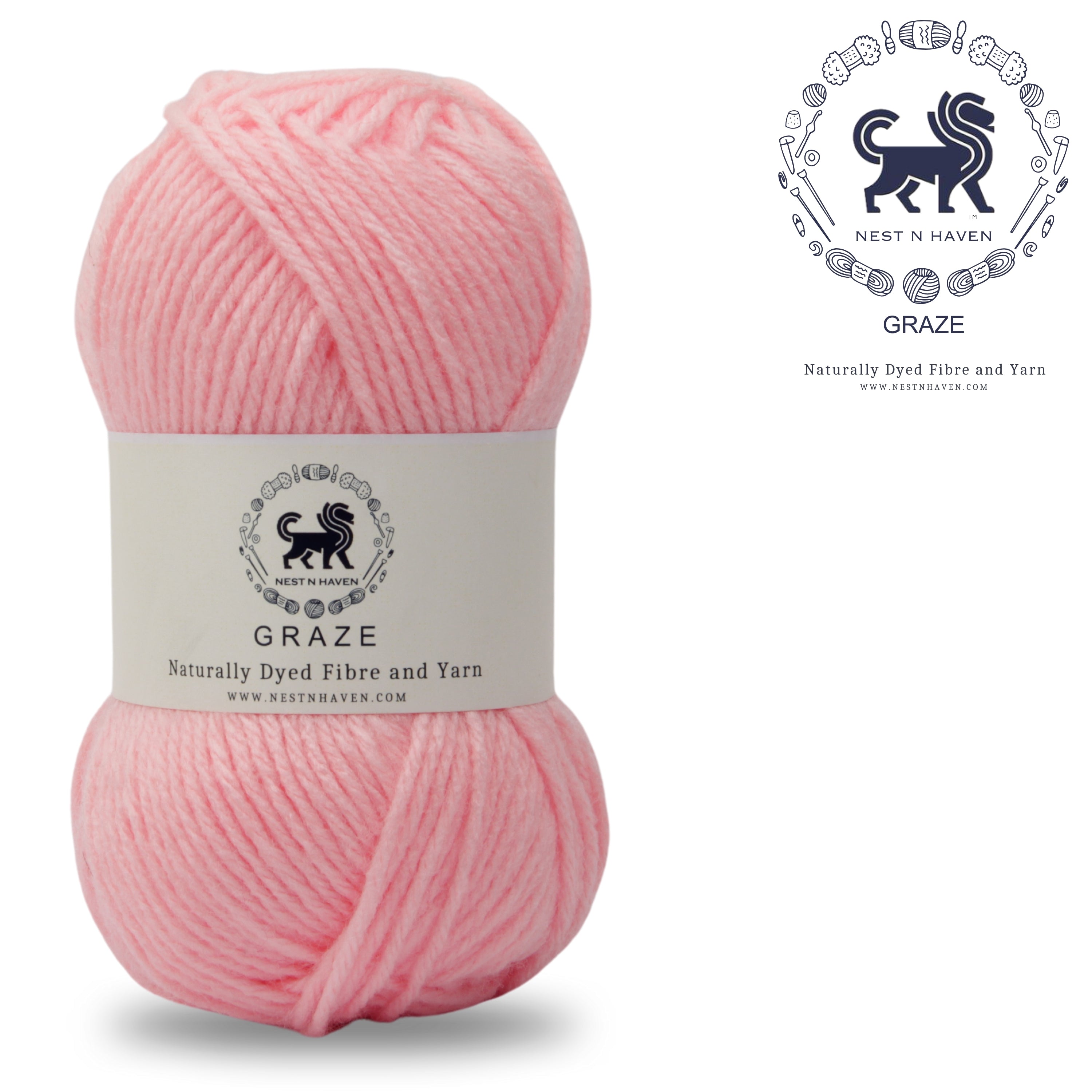 Graze Hand Knitting and Crochet Bulky Yarn (100 gram) - Baby Pink