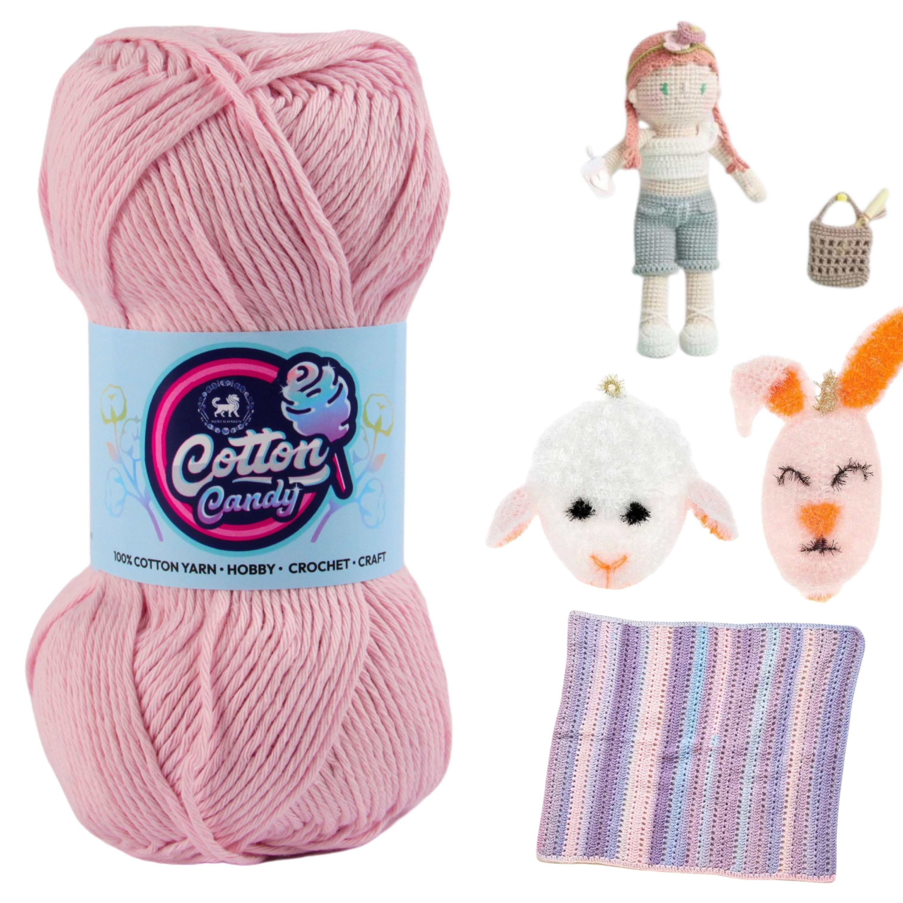 Cotton Candy Cotton Yarn (100 gram) - Baby Pink