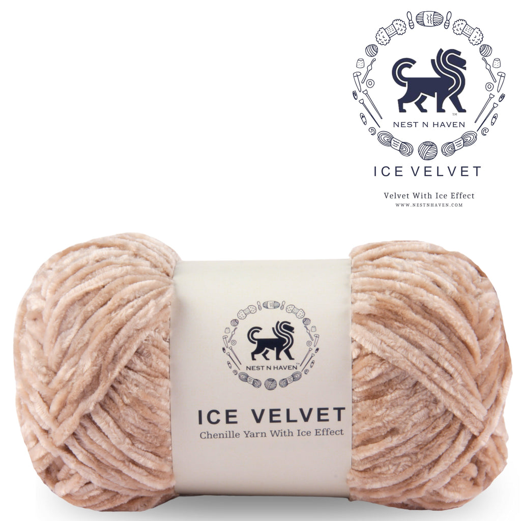 Ice Velvet Yarn, Chenille Supersoft Hand Knitting yarn Ball: (100 Gram) Beige