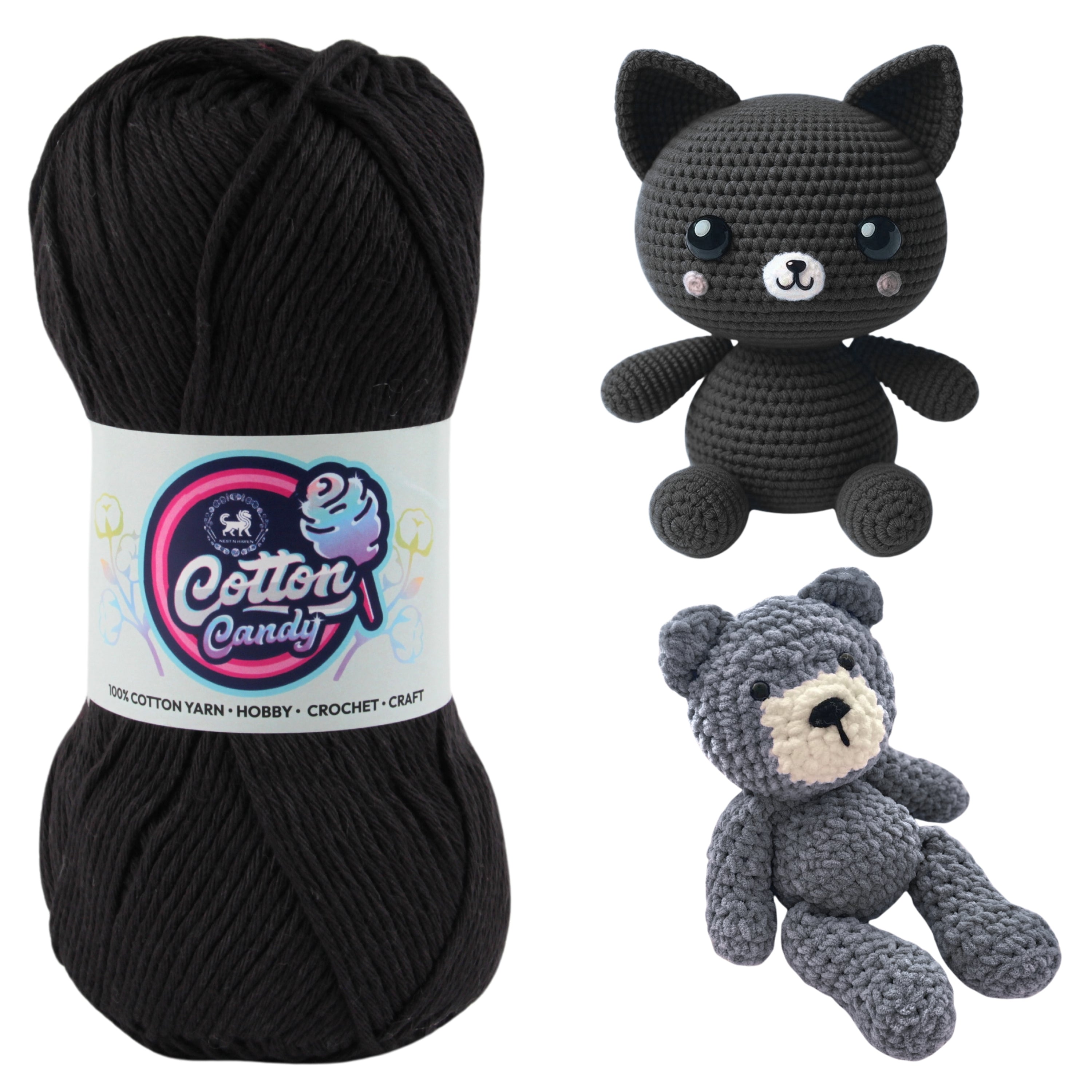 Cotton Candy Cotton Yarn (100 gram) - Black