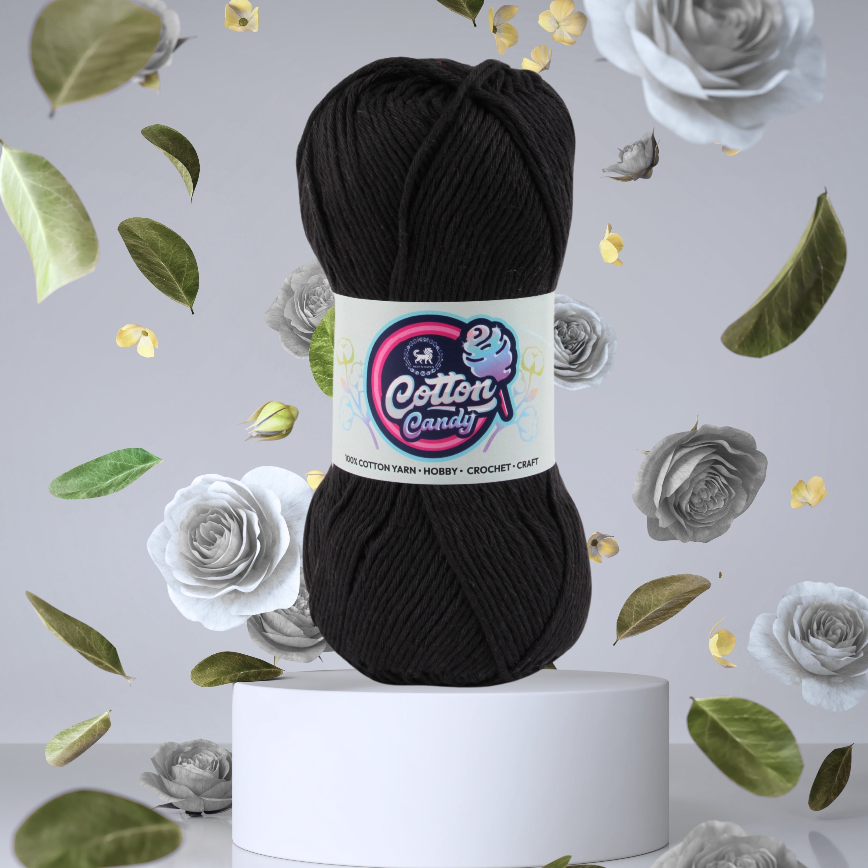 Cotton Candy Cotton Yarn (100 gram) - Black