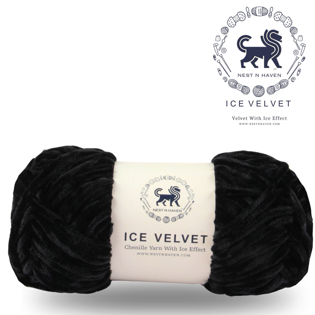 Ice Velvet Yarn, Chenille Supersoft Hand Knitting yarn Ball: (100 Gram) Black