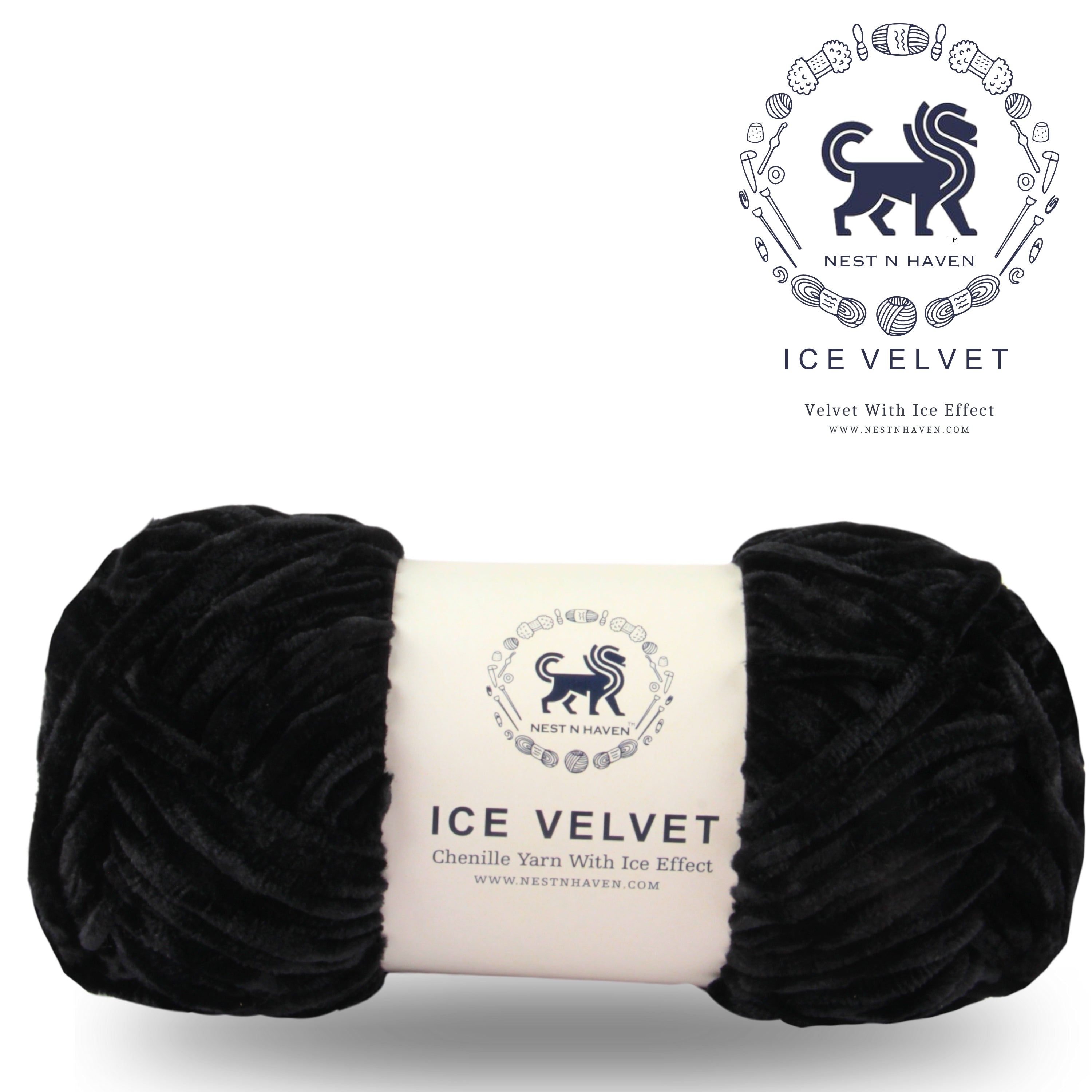 Ice Velvet Yarn, Chenille Supersoft Hand Knitting yarn Ball: (100 Gram) Black