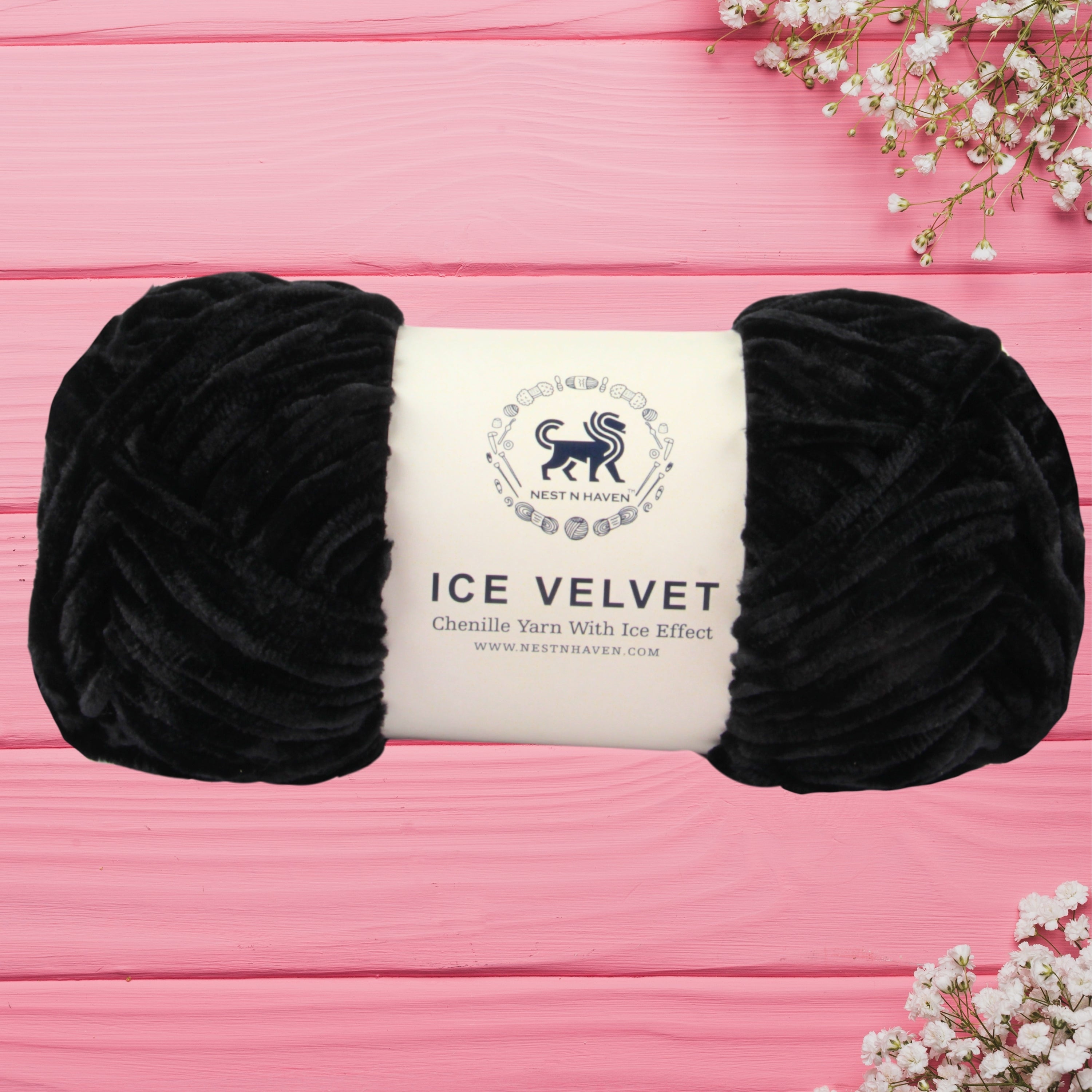 Ice Velvet Yarn, Chenille Supersoft Hand Knitting yarn Ball: (100 Gram) Black