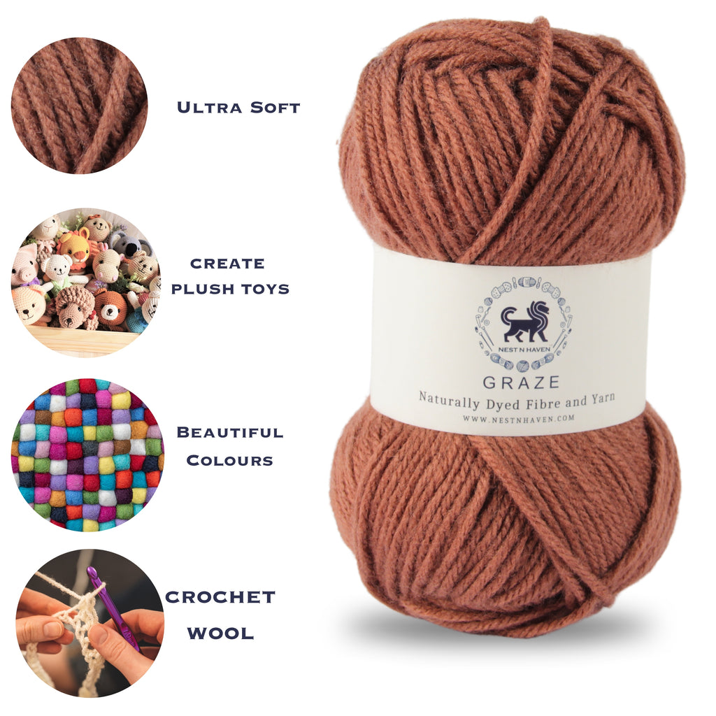 Graze Hand Knitting and Crochet Bulky Yarn (100 gram) - Brown