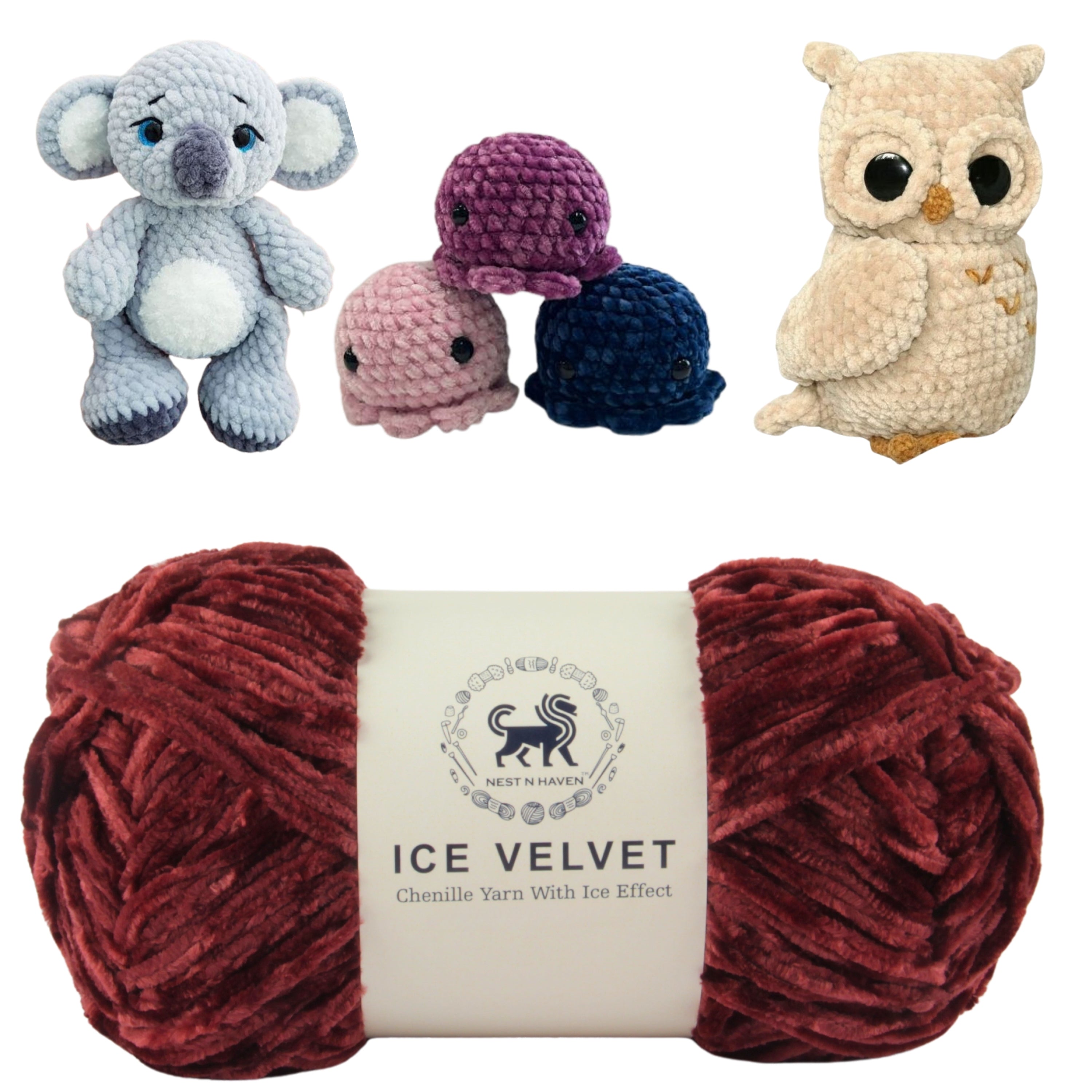 Ice Velvet Yarn, Chenille Supersoft Hand Knitting yarn Ball: (100 Gram) Brown