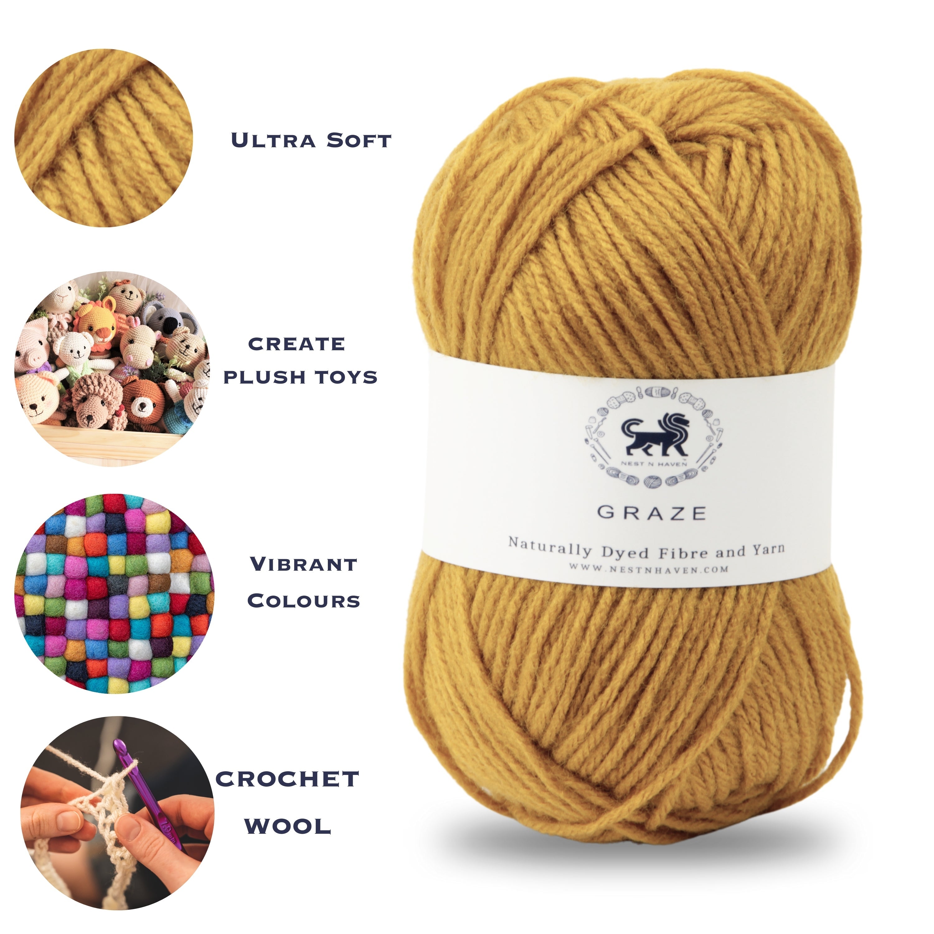 Graze Hand Knitting and Crochet Bulky Yarn (100 gram) - Camel