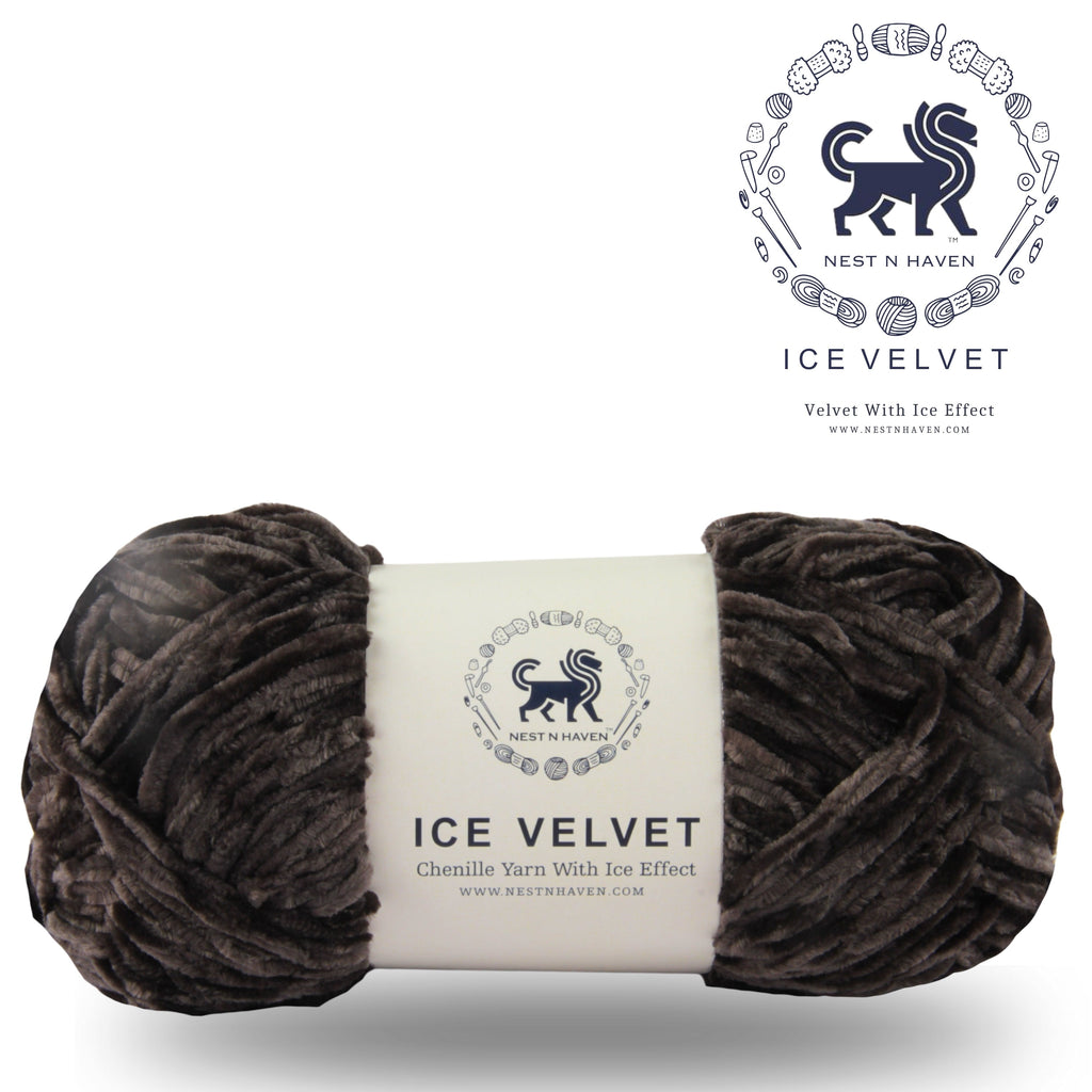 Ice Velvet Yarn, Chenille Supersoft Hand Knitting yarn Ball: (100 Gram) Charcoal