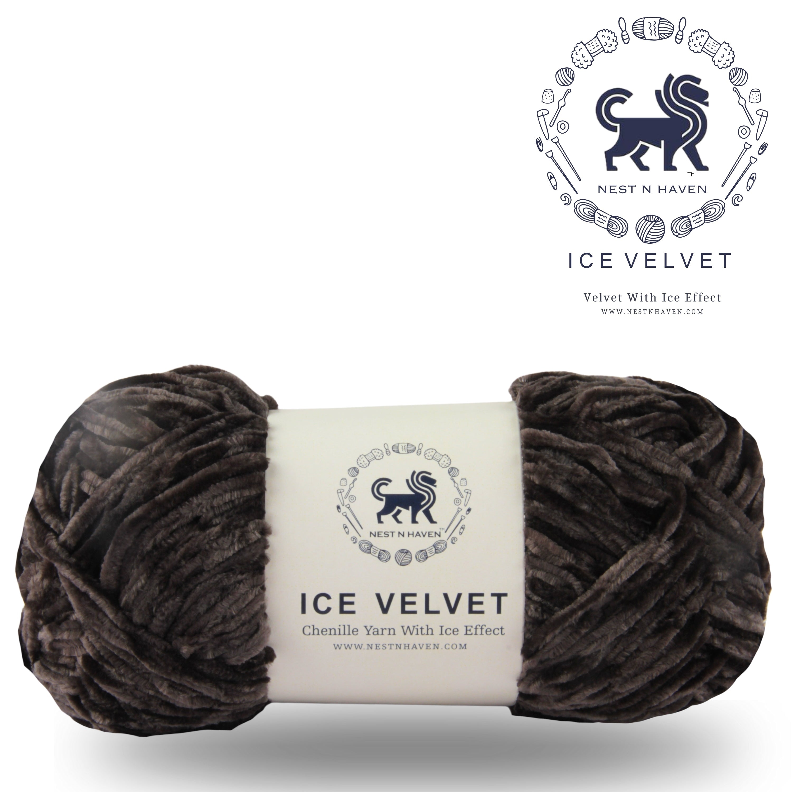 Ice Velvet Yarn, Chenille Supersoft Hand Knitting yarn Ball: (100 Gram) Charcoal