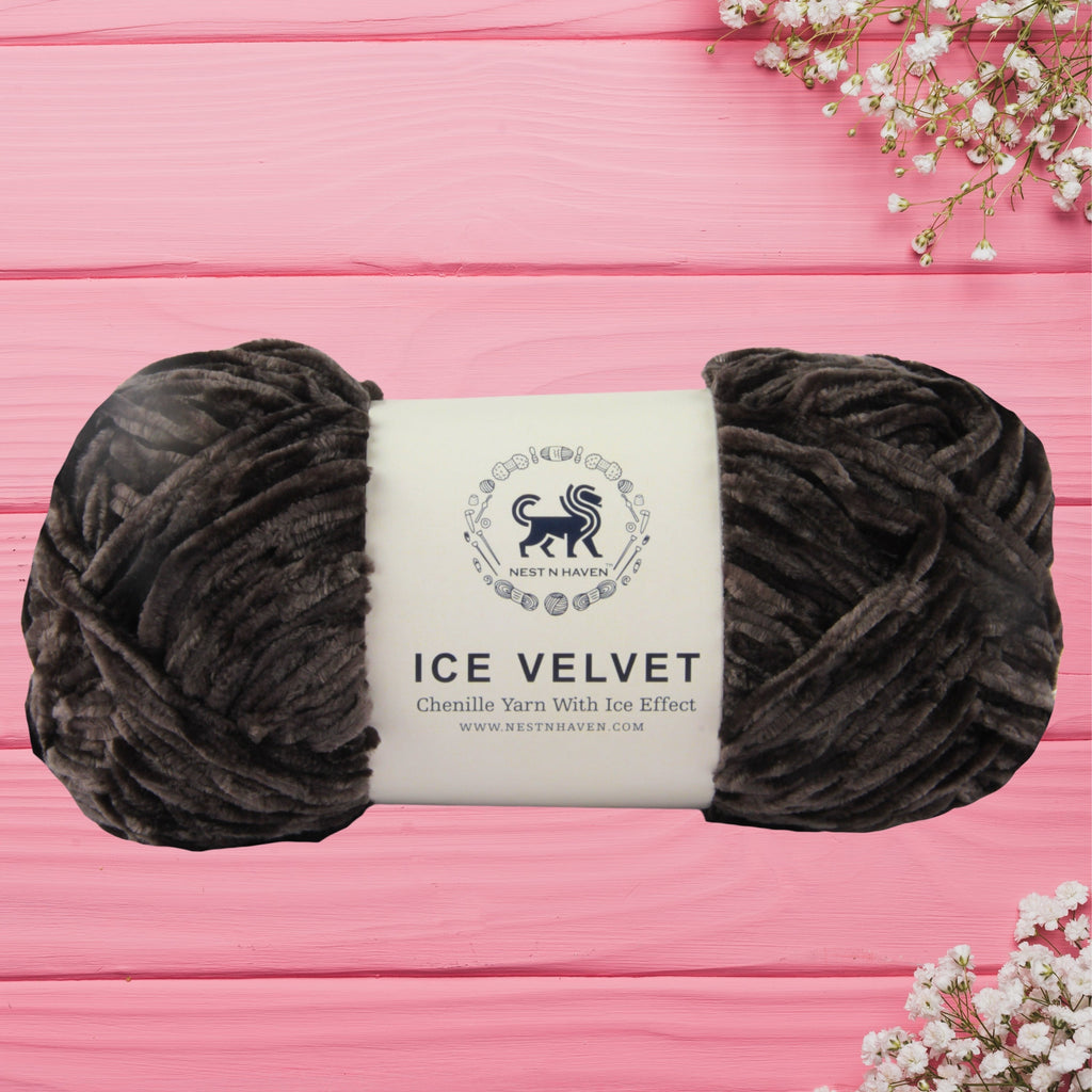 Ice Velvet Yarn, Chenille Supersoft Hand Knitting yarn Ball: (100 Gram) Charcoal