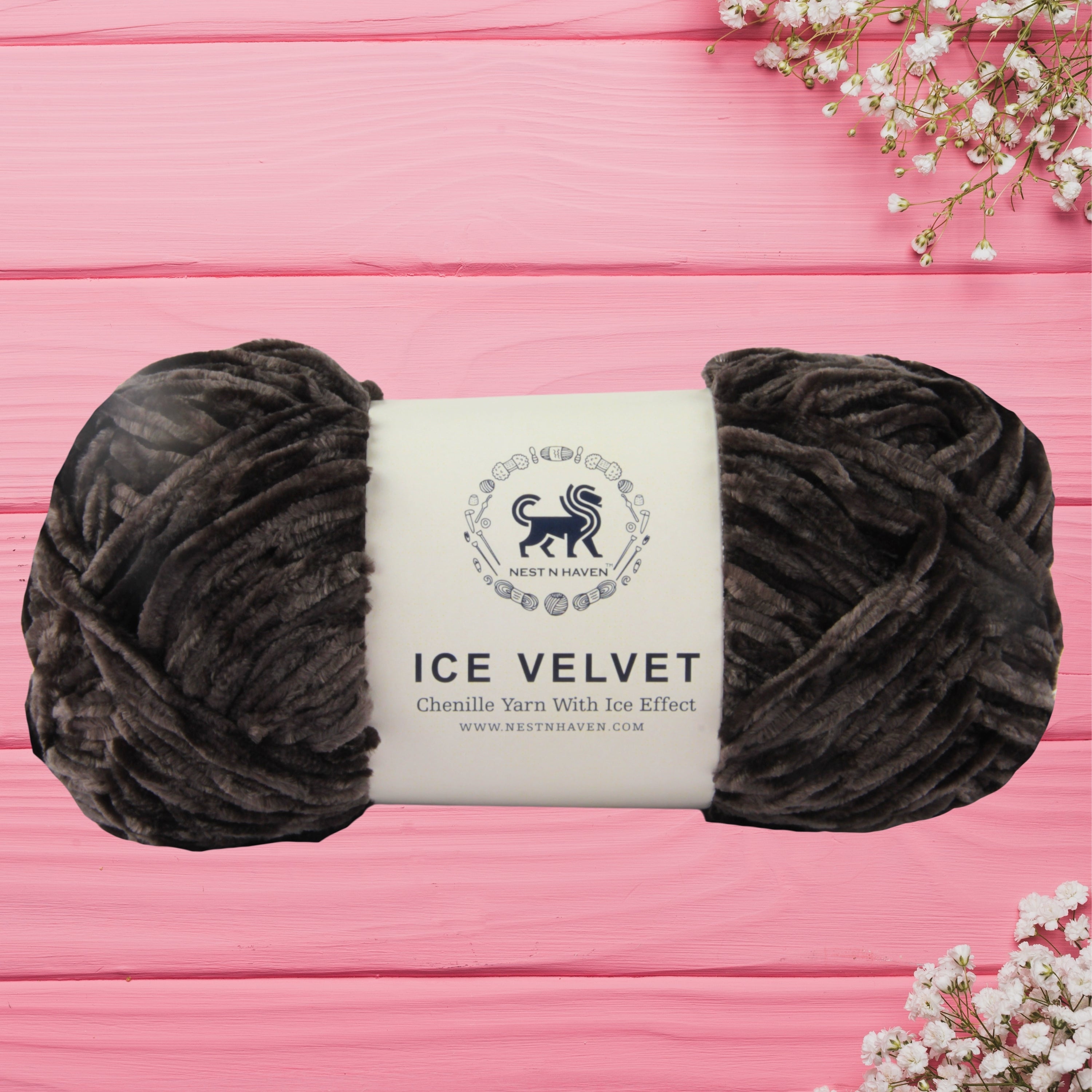 Ice Velvet Yarn, Chenille Supersoft Hand Knitting yarn Ball: (100 Gram) Charcoal