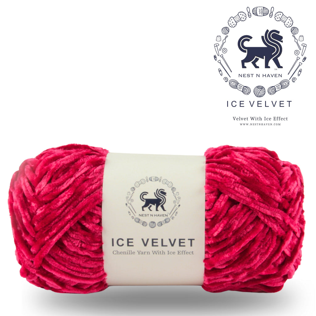 Ice Velvet Yarn, Chenille Supersoft Hand Knitting yarn Ball: (100 Gram) Cherry Pink