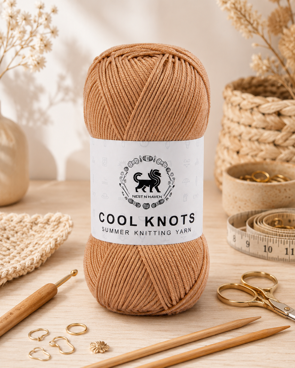 cool knots  Yarn 100g Golden beige – hand knitting crochet yarn India
