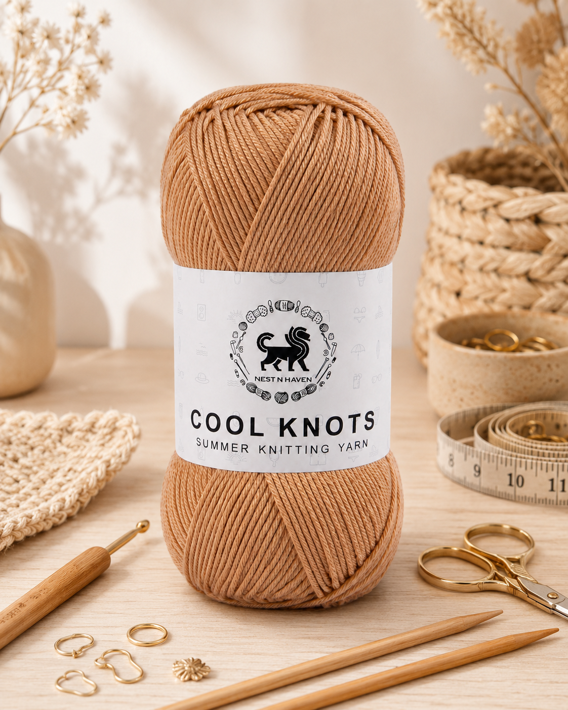 cool knots  Yarn 100g Golden beige – hand knitting crochet yarn India