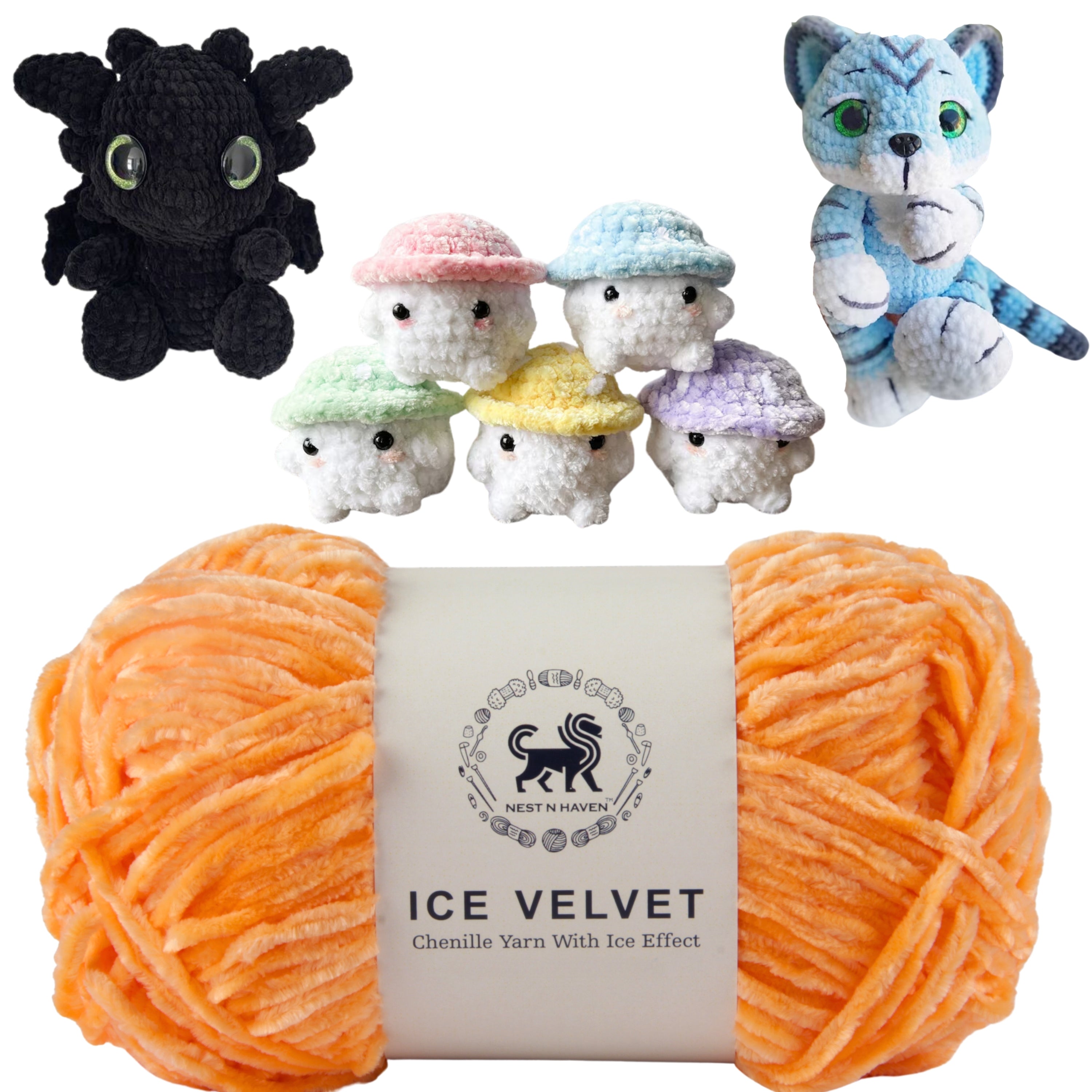 Ice Velvet Yarn, Chenille Supersoft Hand Knitting yarn Ball: (100 Gram) Dark Peach