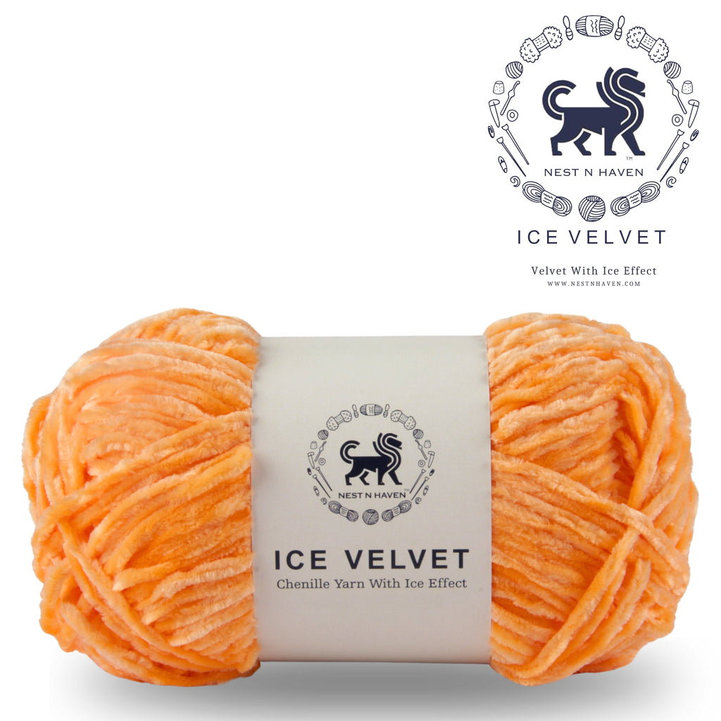 Ice Velvet Yarn, Chenille Supersoft Hand Knitting yarn Ball: (100 Gram) Dark Peach