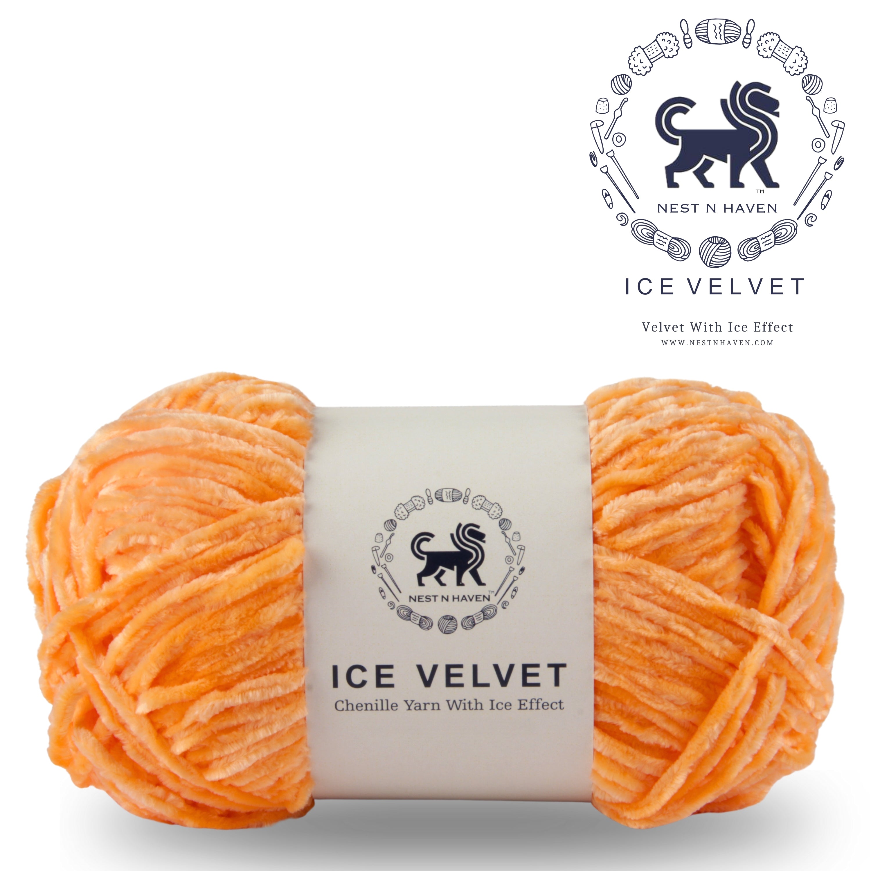 Ice Velvet Yarn, Chenille Supersoft Hand Knitting yarn Ball: (100 Gram) Dark Peach