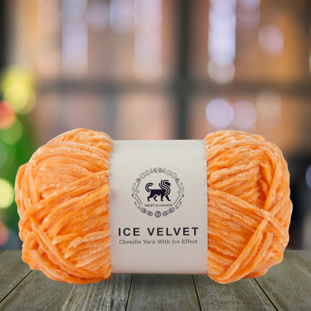 Ice Velvet Yarn, Chenille Supersoft Hand Knitting yarn Ball: (100 Gram) Dark Peach