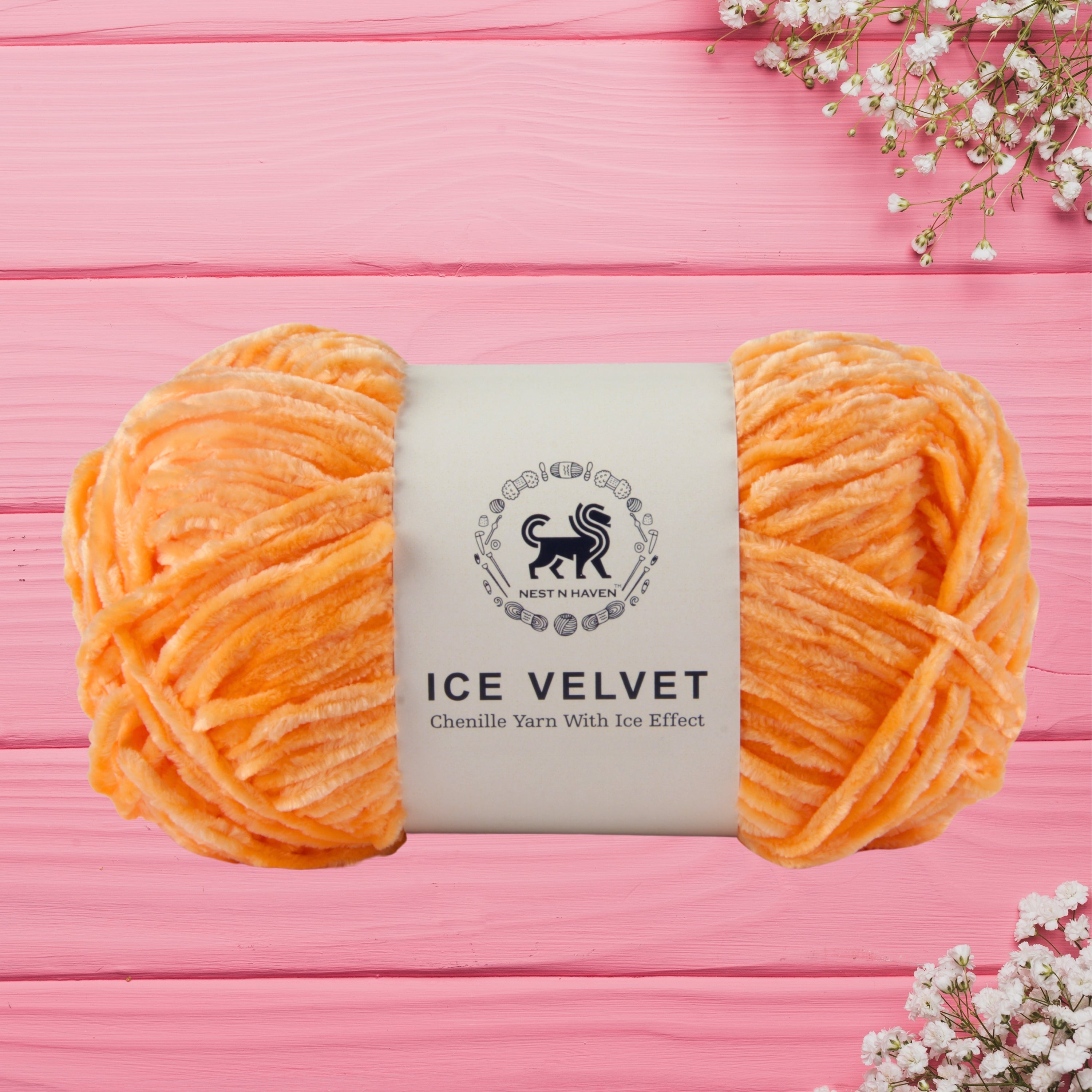 Ice Velvet Yarn, Chenille Supersoft Hand Knitting yarn Ball: (100 Gram) Dark Peach