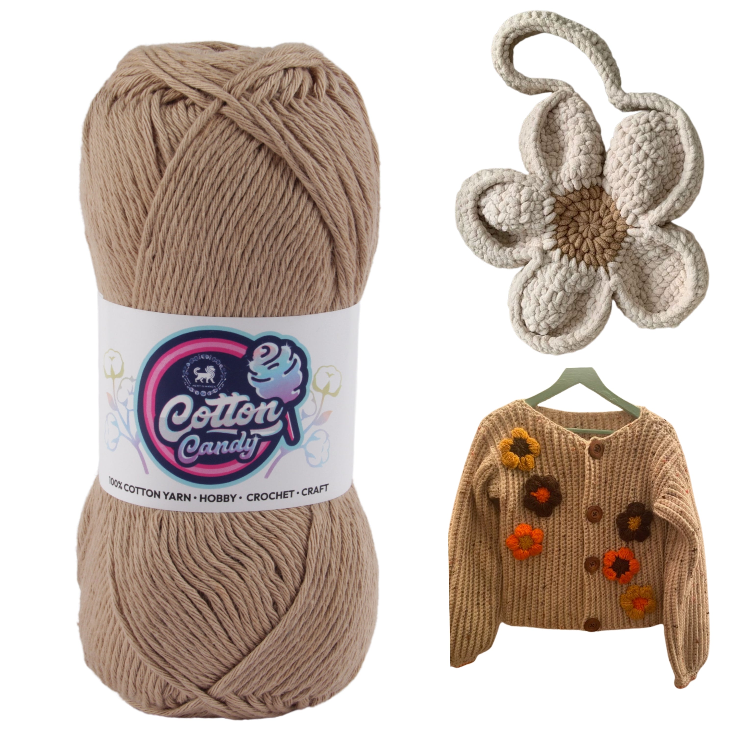 Cotton Candy Cotton Yarn (100 gram) - Dark Beige
