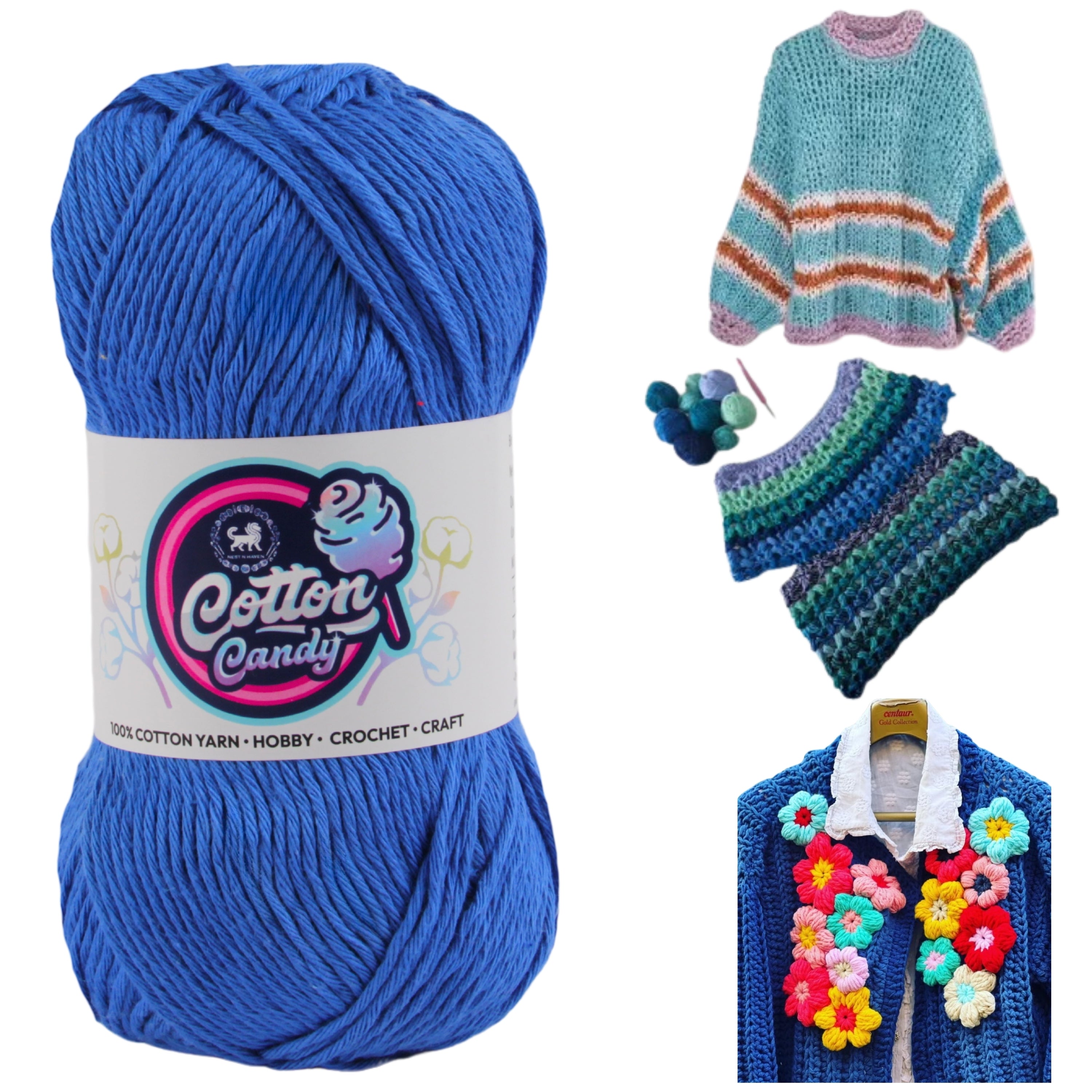 Cotton Candy Cotton Yarn (100 gram) - Dark Blue