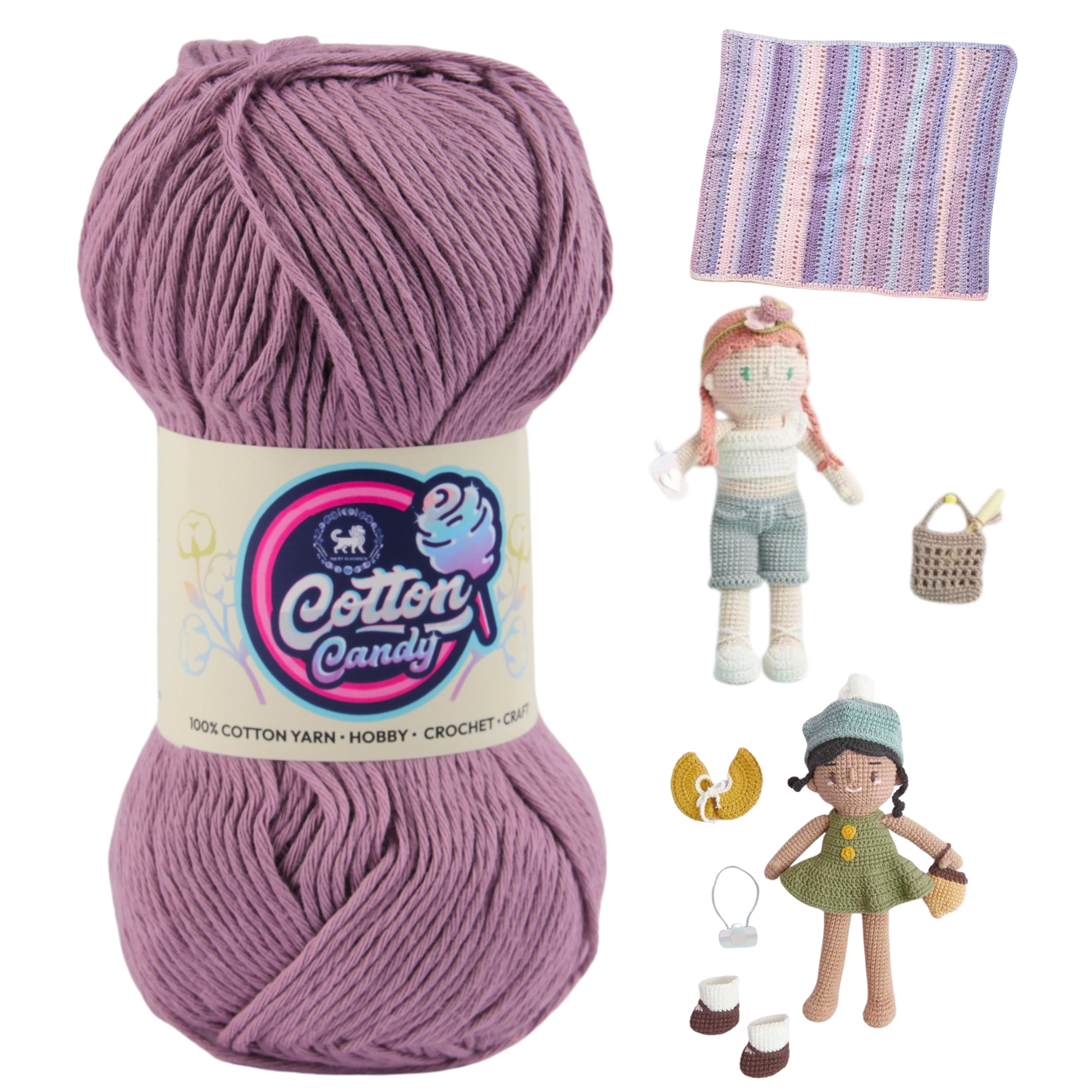 Cotton Candy Cotton Yarn (100 gram) - Deep Purple