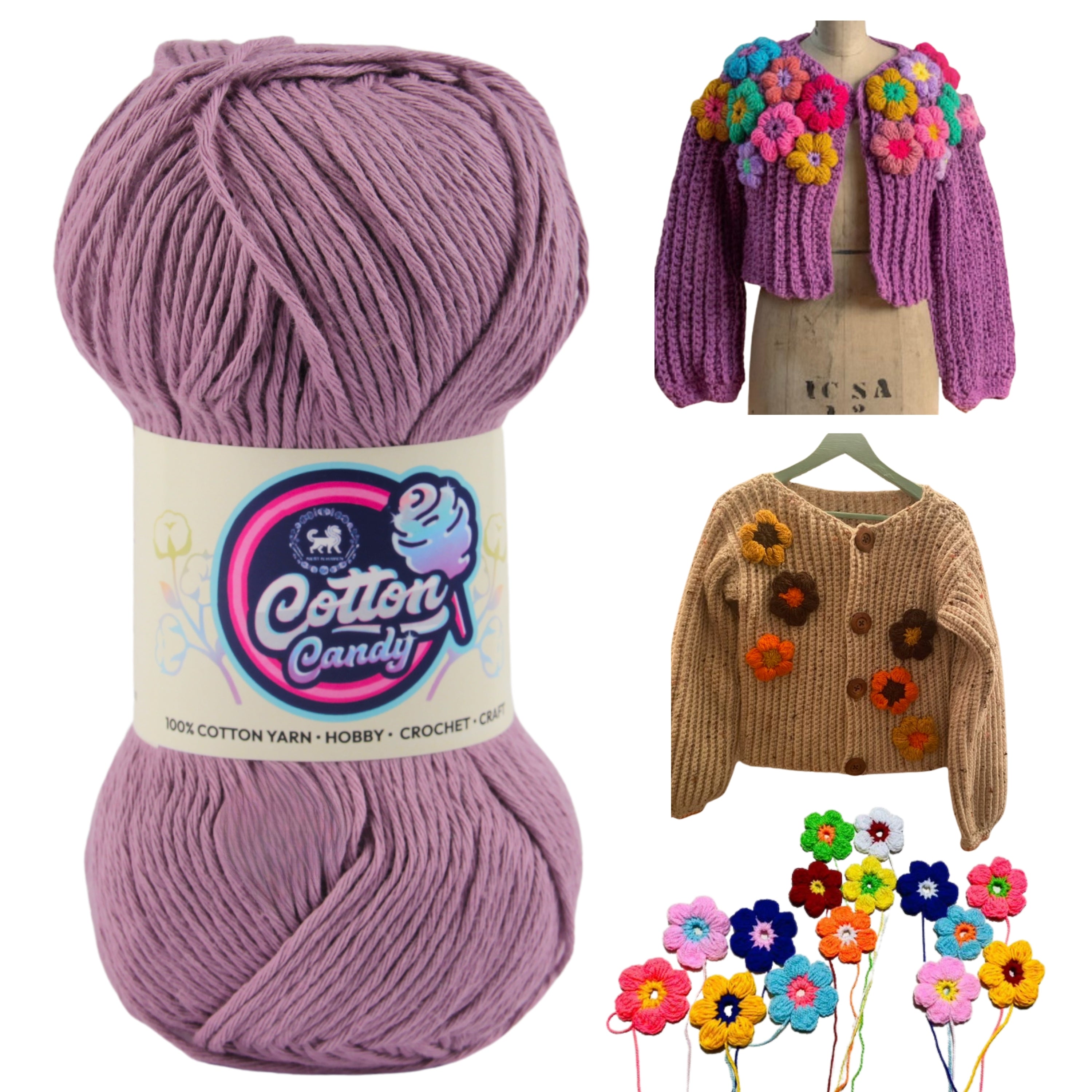 Cotton Candy Cotton Yarn (100 gram) - Deep Purple