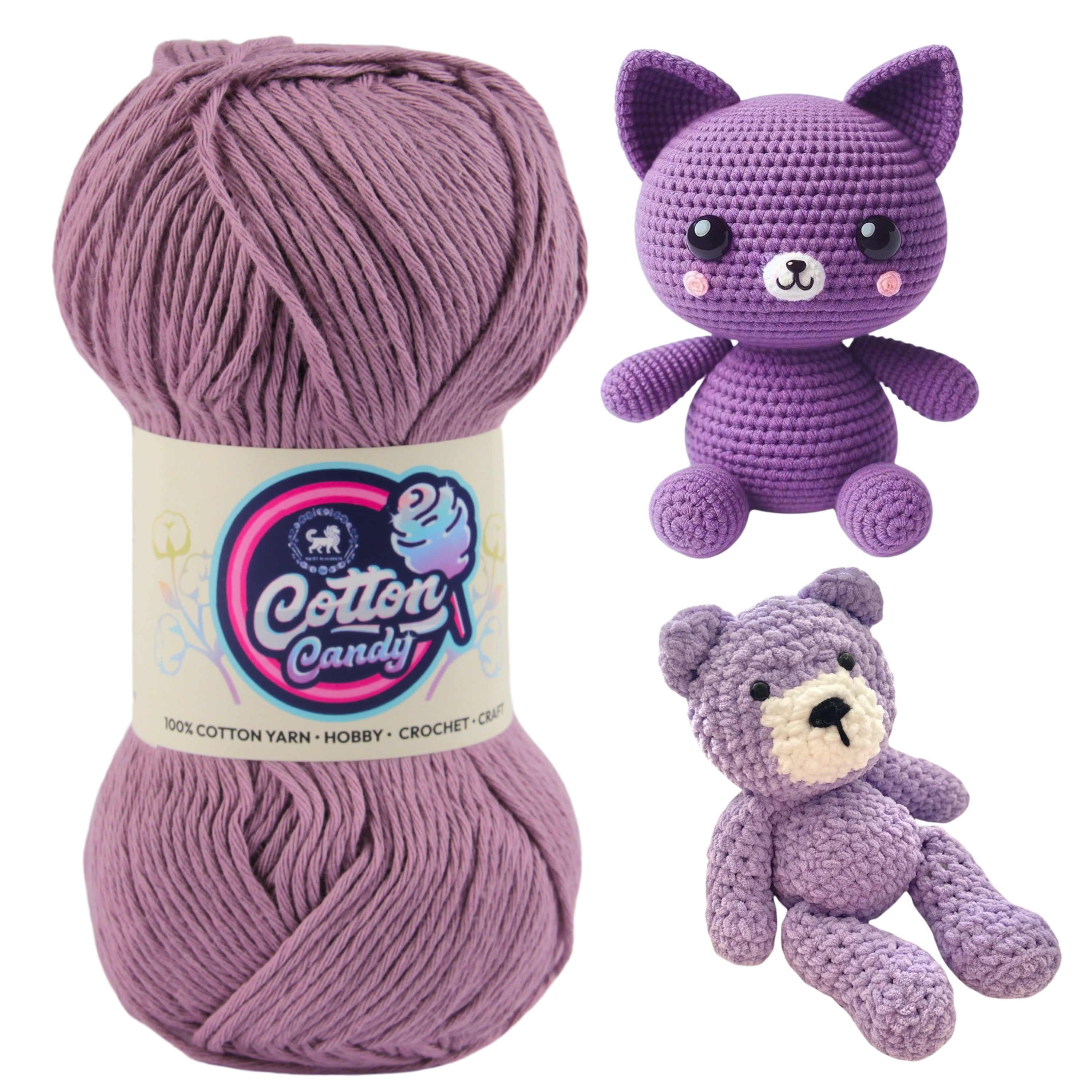 Cotton Candy Cotton Yarn (100 gram) - Deep Purple