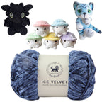 Ice Velvet Yarn, Chenille Supersoft Hand Knitting yarn Ball: (100 Gram) Denim Blue