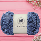 Ice Velvet Yarn, Chenille Supersoft Hand Knitting yarn Ball: (100 Gram) Denim Blue