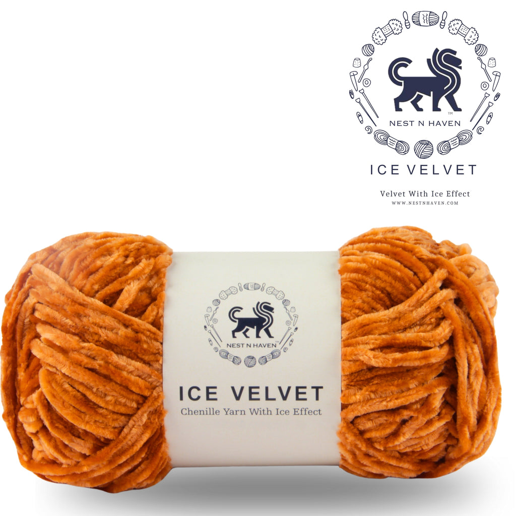 Ice Velvet Yarn, Chenille Supersoft Hand Knitting yarn Ball: (100 Gram) Golden Orange