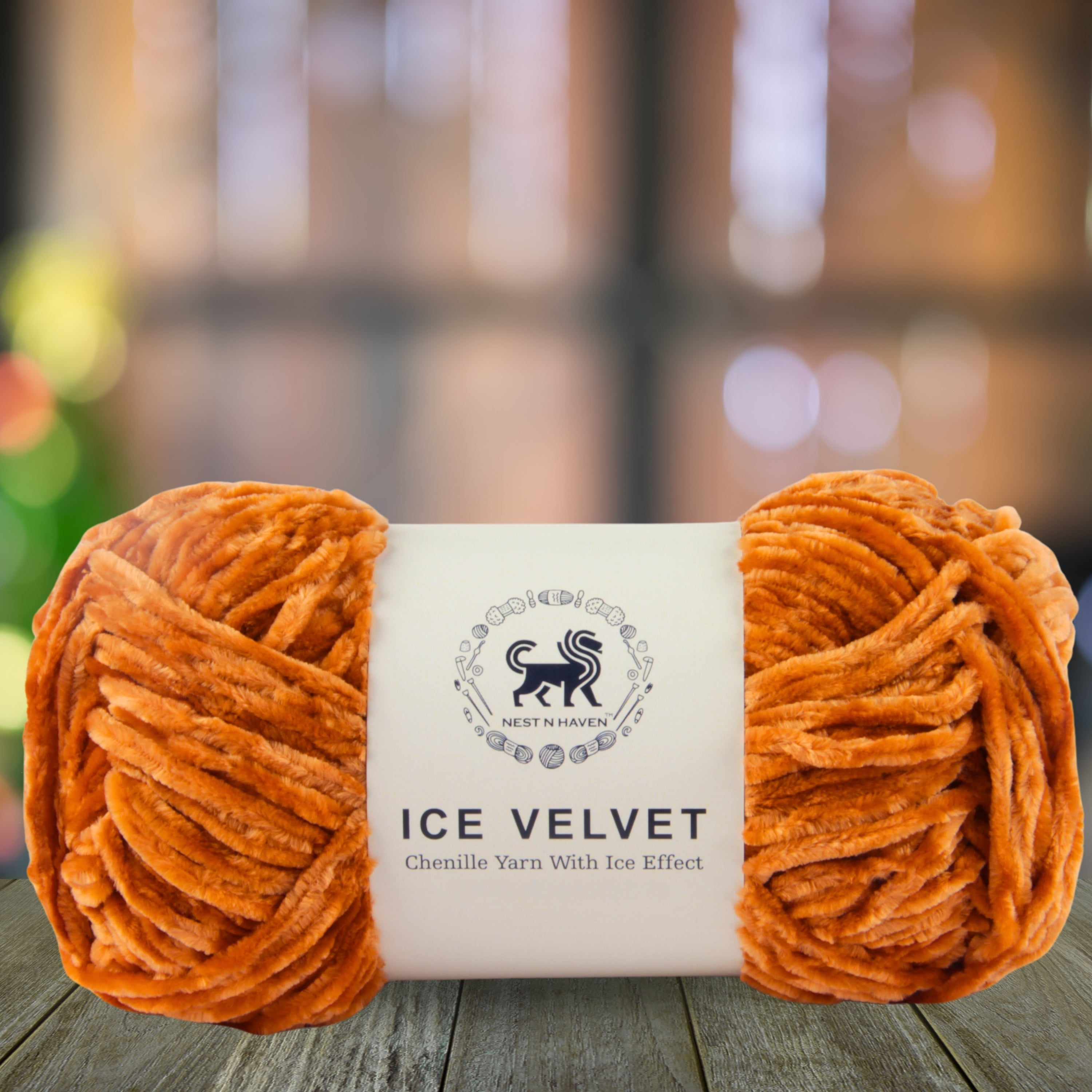 Ice Velvet Yarn, Chenille Supersoft Hand Knitting yarn Ball: (100 Gram) Golden Orange