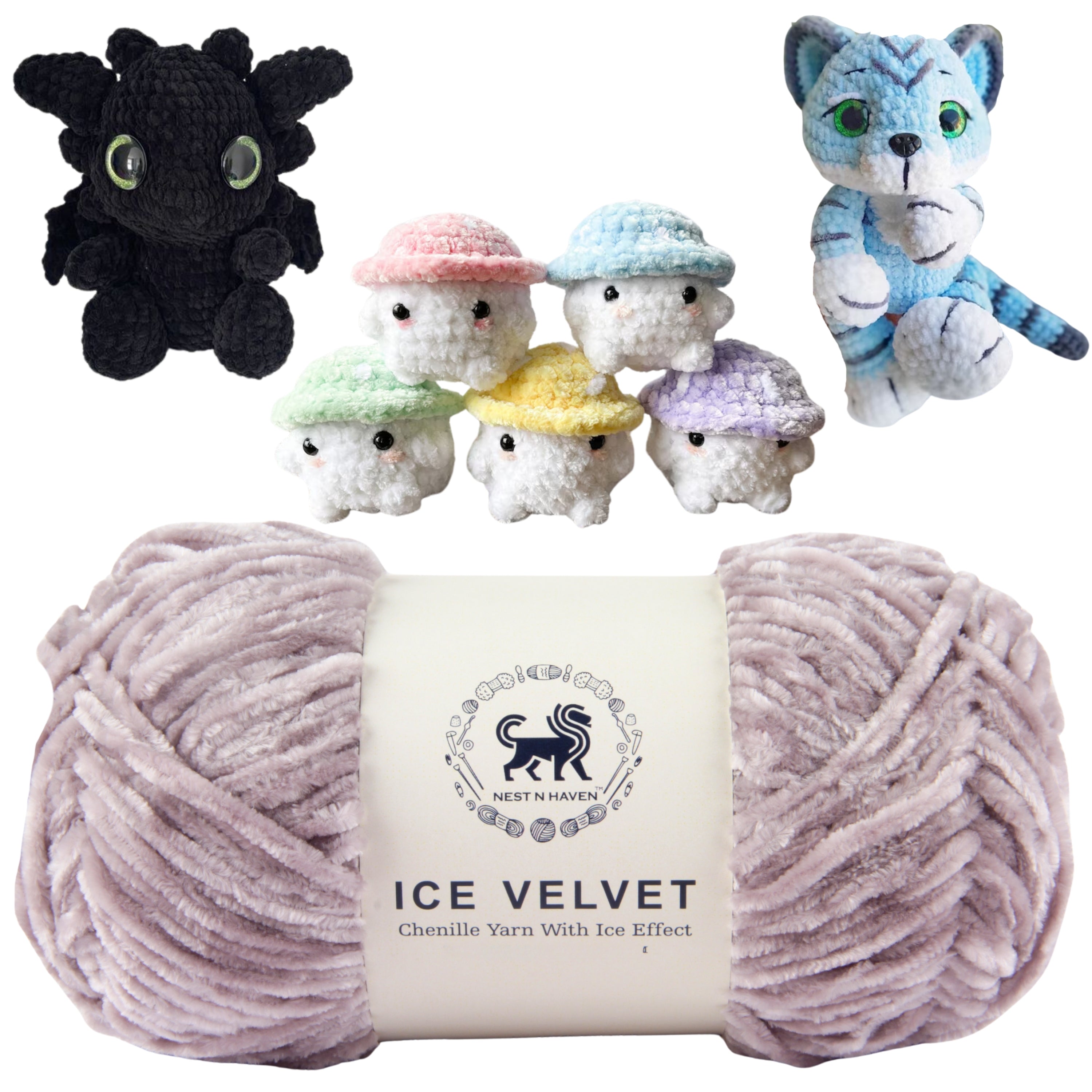 Ice Velvet Yarn, Chenille Supersoft Hand Knitting yarn Ball: (100 Gram) Gray
