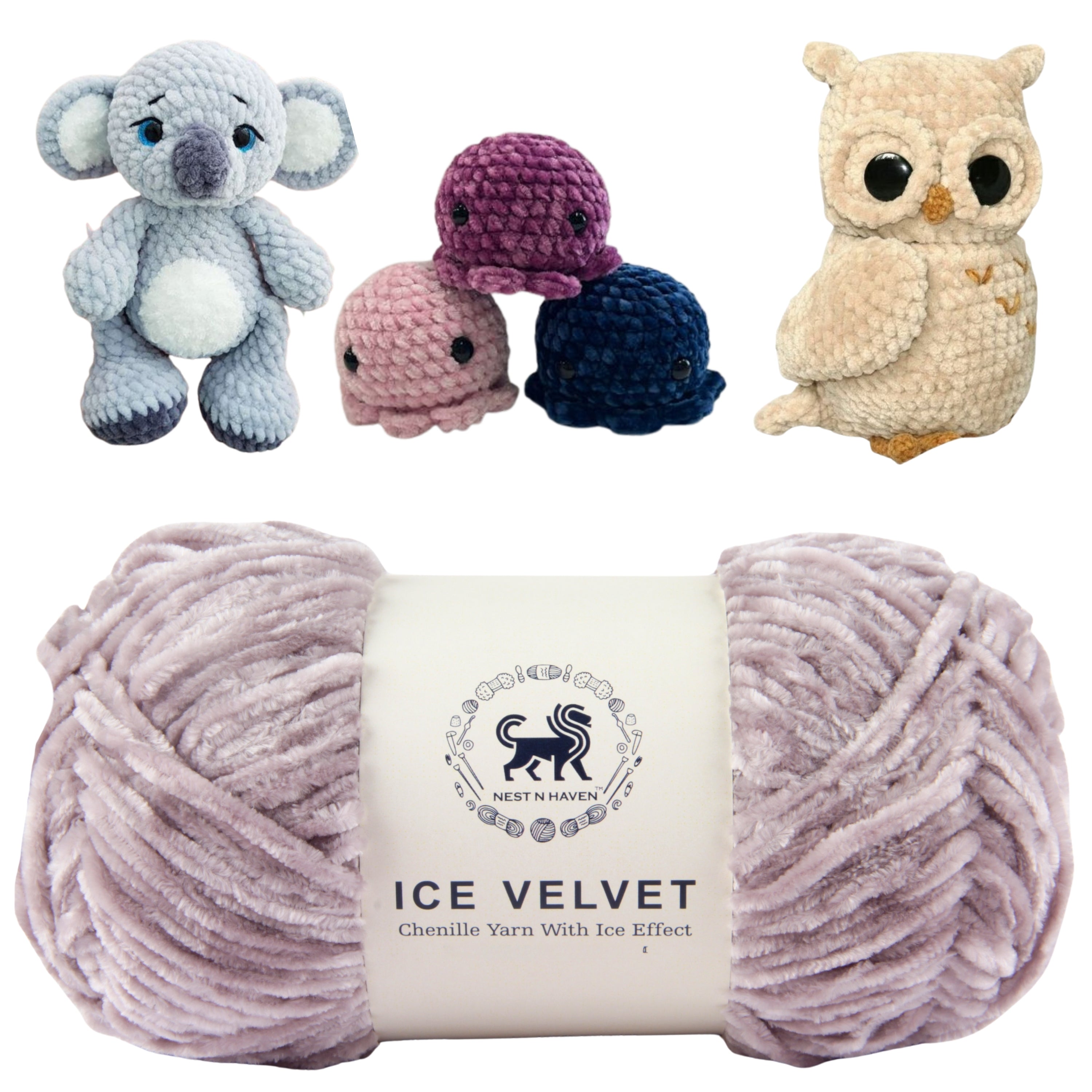 Ice Velvet Yarn, Chenille Supersoft Hand Knitting yarn Ball: (100 Gram) Gray