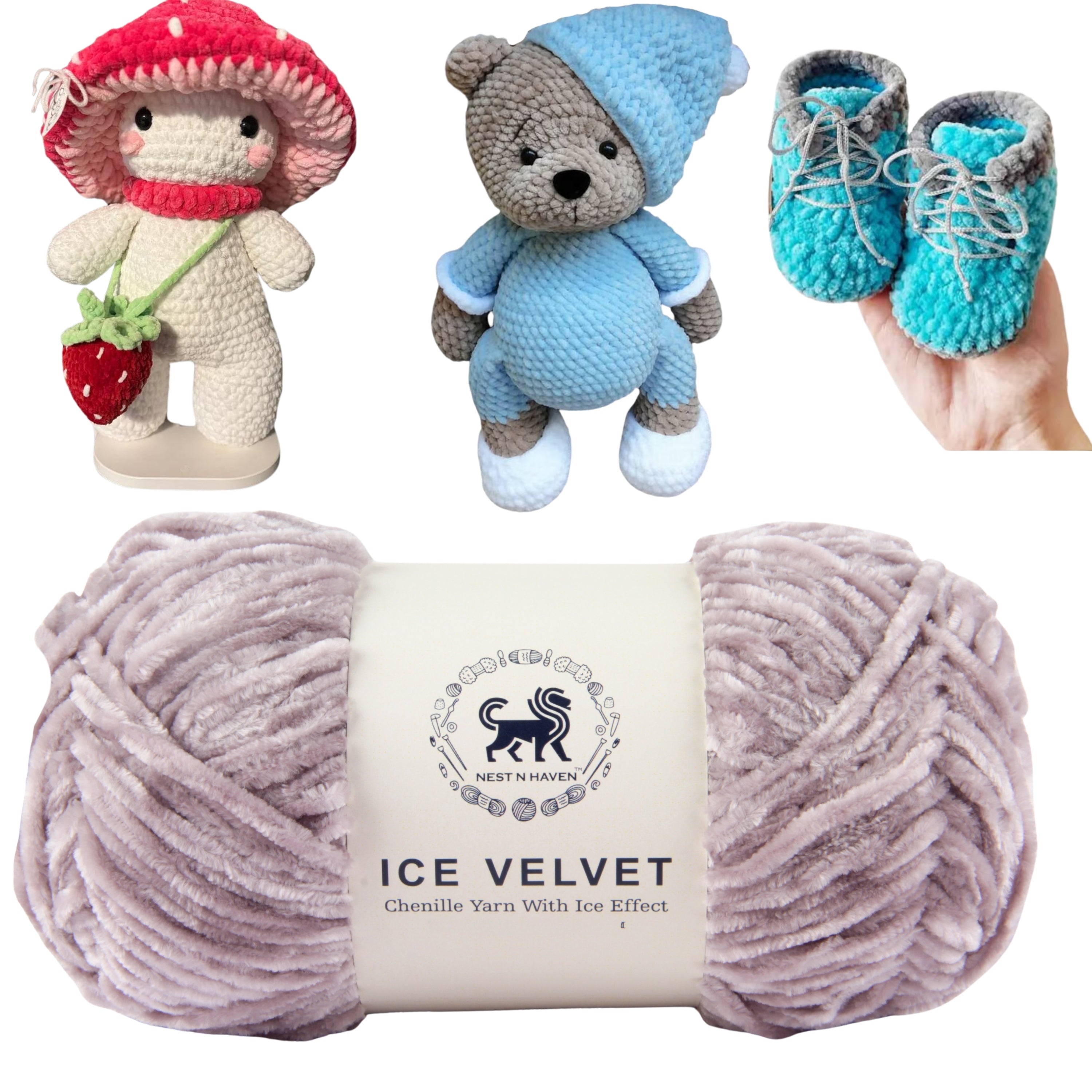 Ice Velvet Yarn, Chenille Supersoft Hand Knitting yarn Ball: (100 Gram) Gray