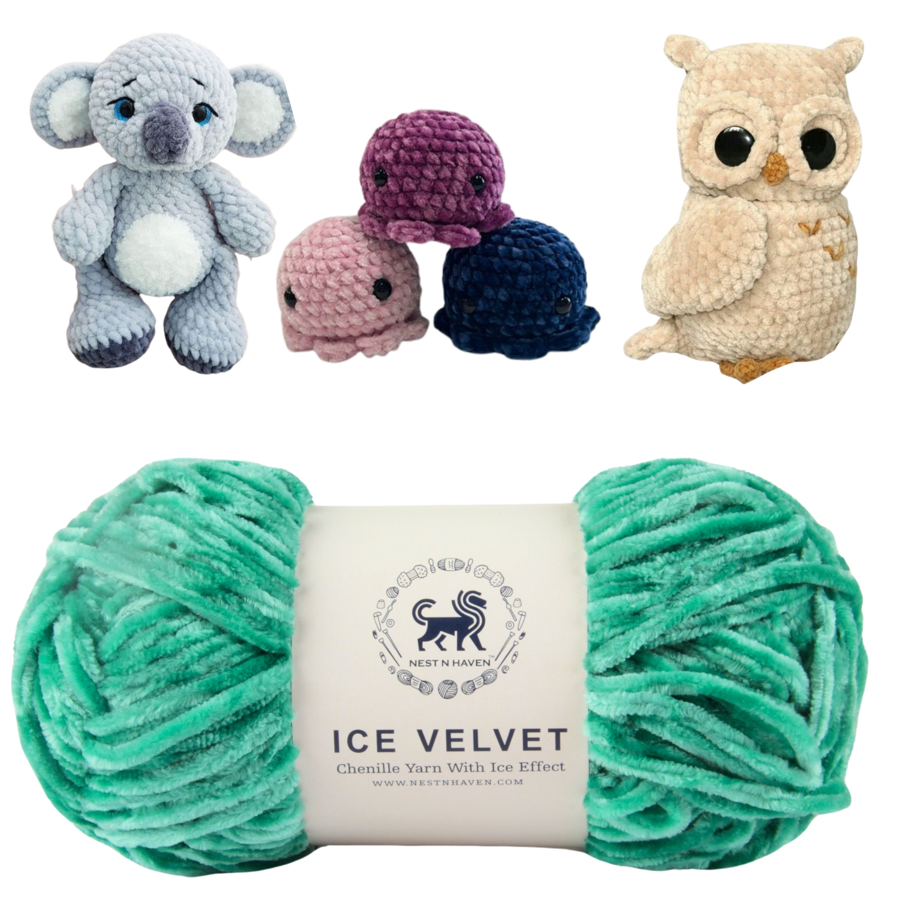 Ice Velvet Yarn, Chenille Supersoft Hand Knitting yarn Ball: (100 Gram) Green