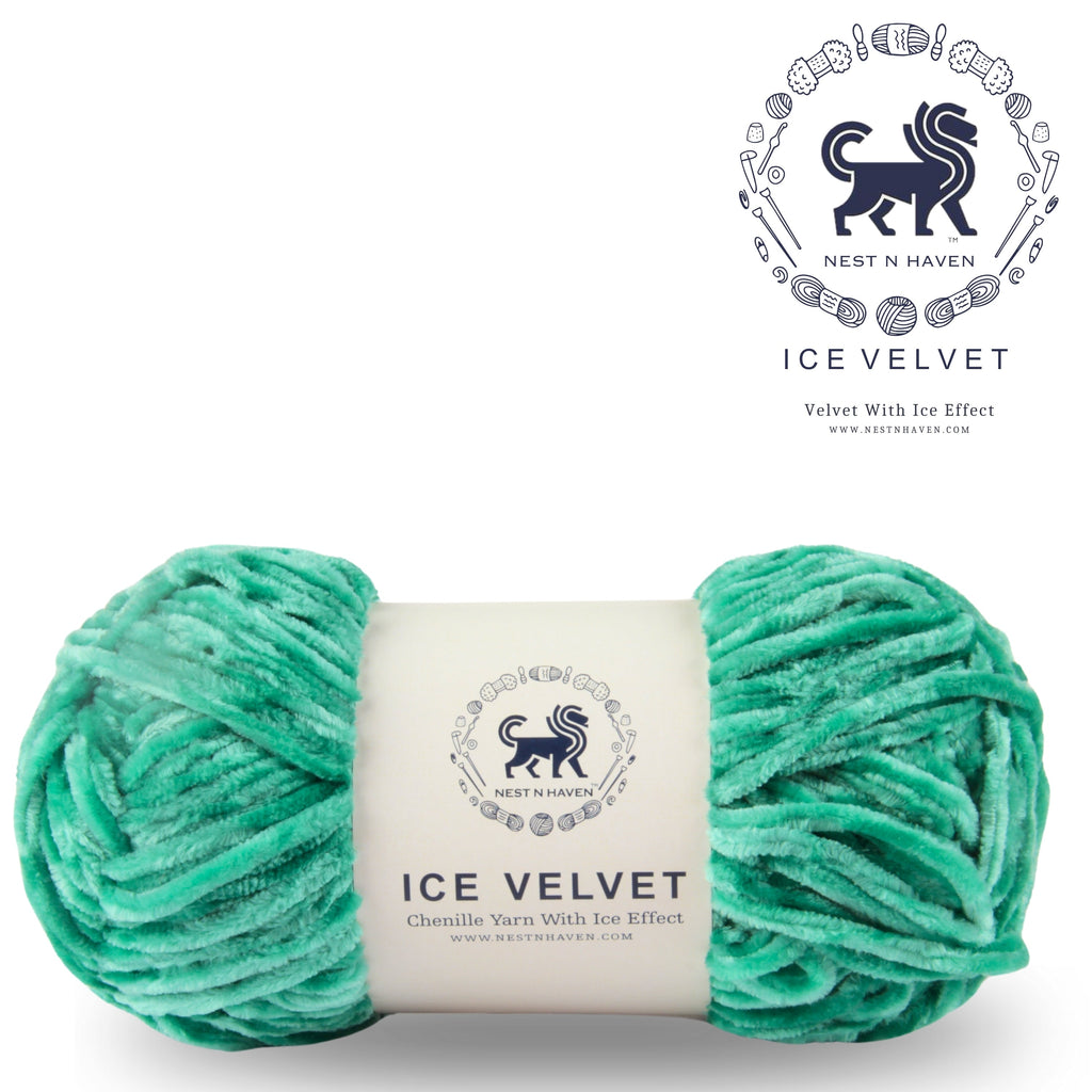 Ice Velvet Yarn, Chenille Supersoft Hand Knitting yarn Ball: (100 Gram) Green