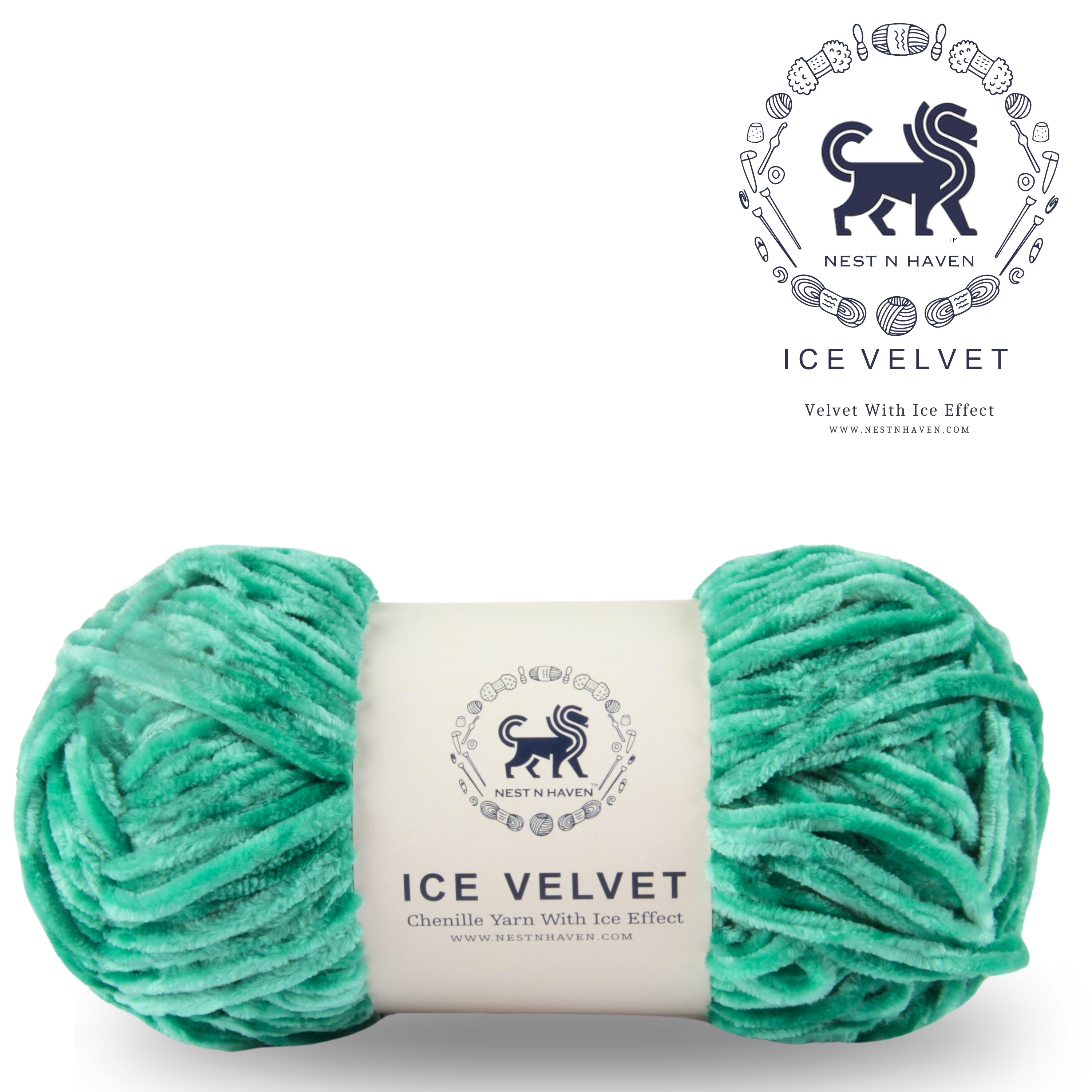 Ice Velvet Yarn, Chenille Supersoft Hand Knitting yarn Ball: (100 Gram) Green